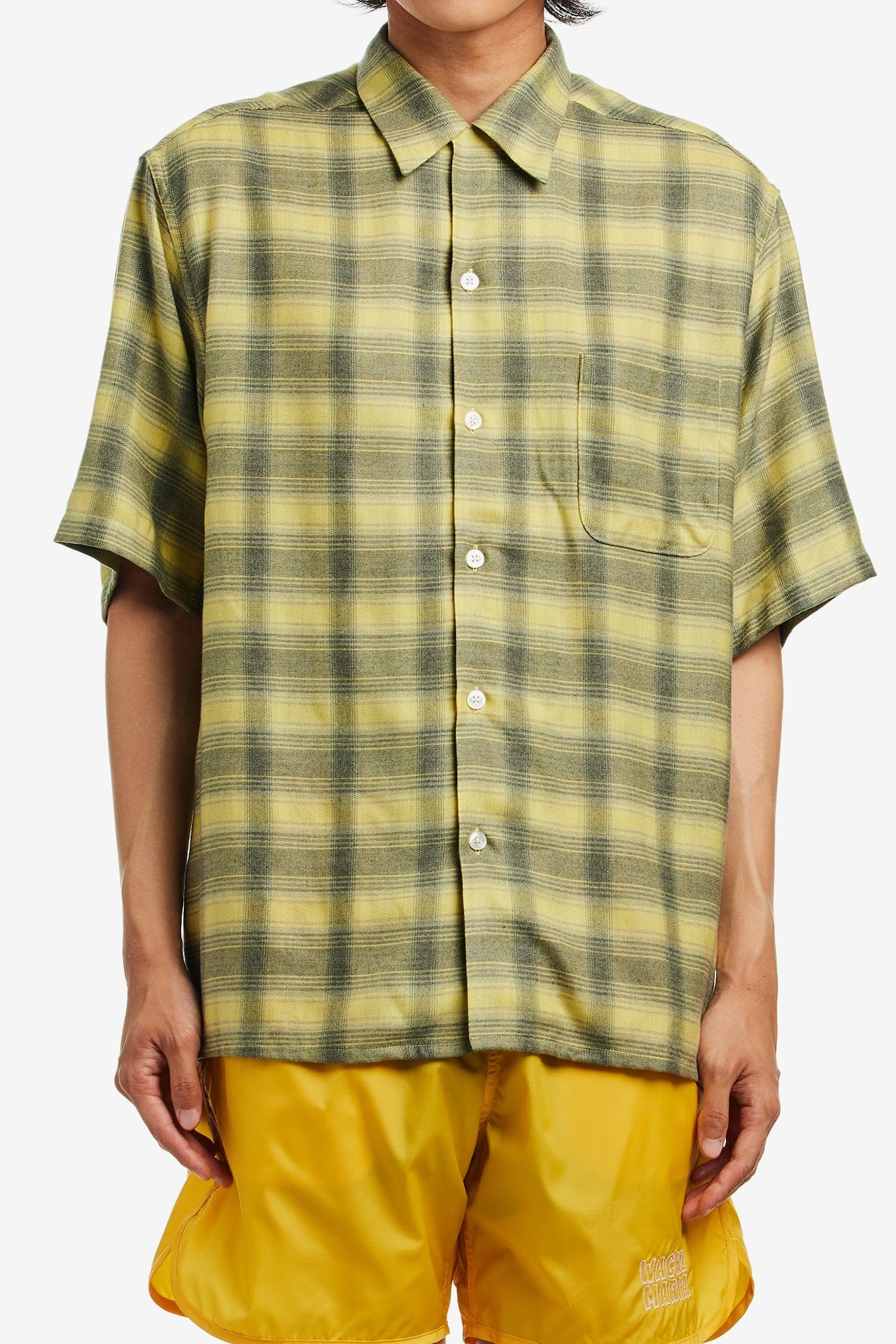 WACKO MARIA OMBRE CHECK OPEN COLLAR SHIRT S/S ( TYPE - 3 )