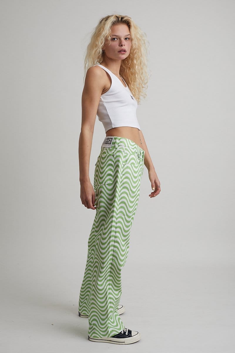 The Ragged Priest Wave Jean, White & Lime