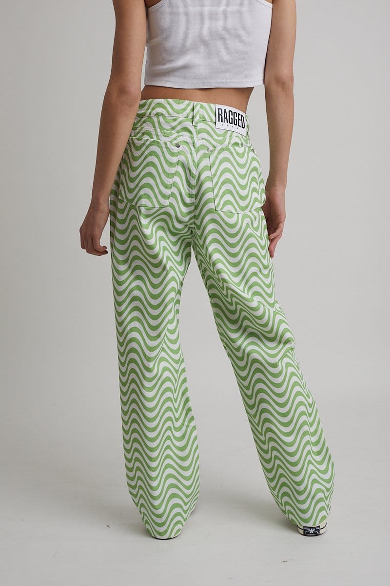 The Ragged Priest Wave Jean, White & Lime