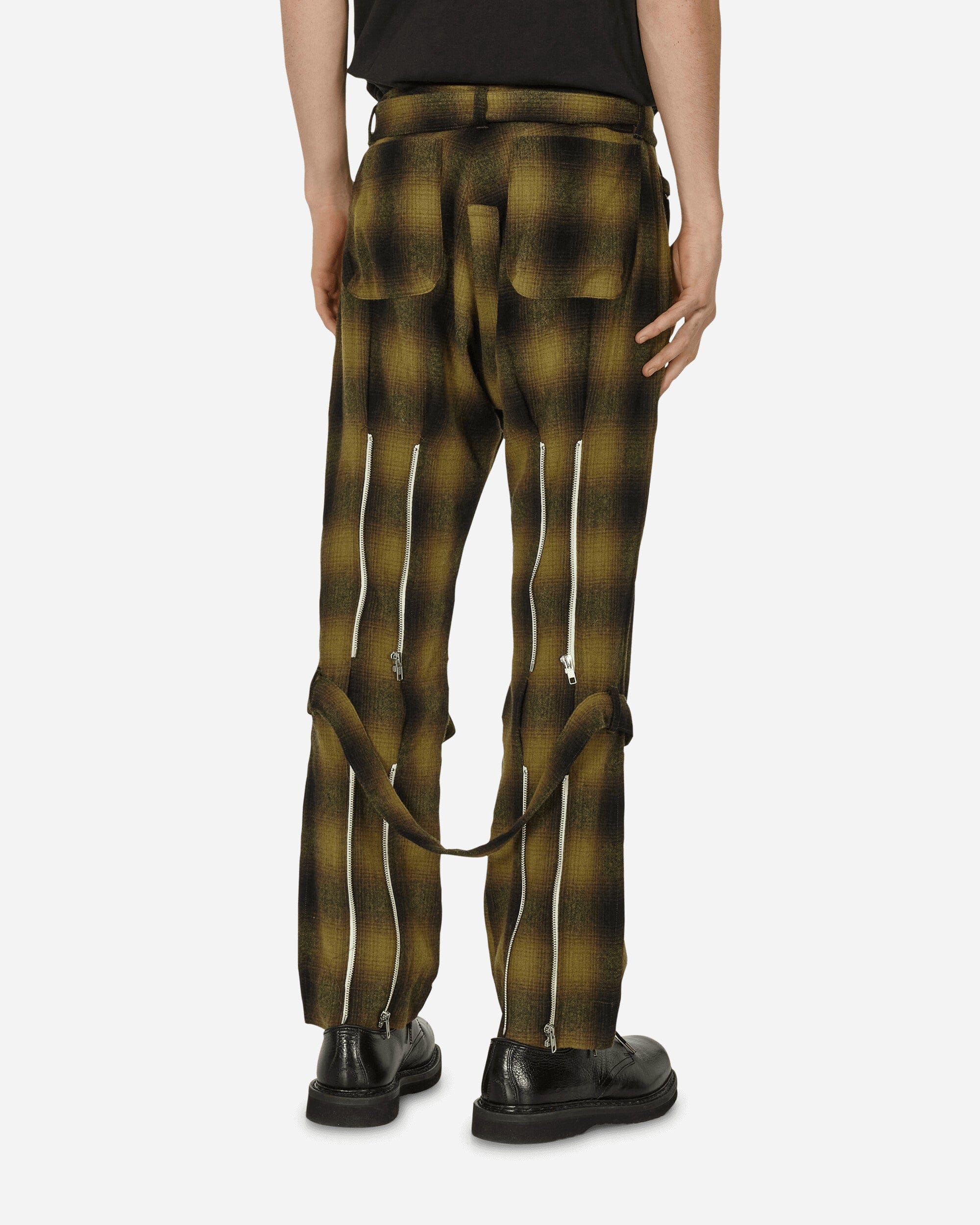 Phingerin Plaid Wool Ombre Bontage Pants Yellow