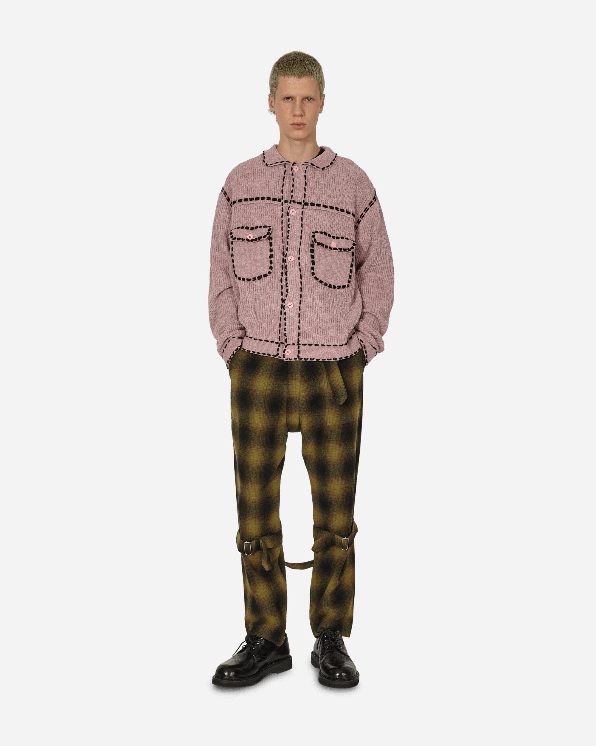 Phingerin Plaid Wool Ombre Bontage Pants Yellow