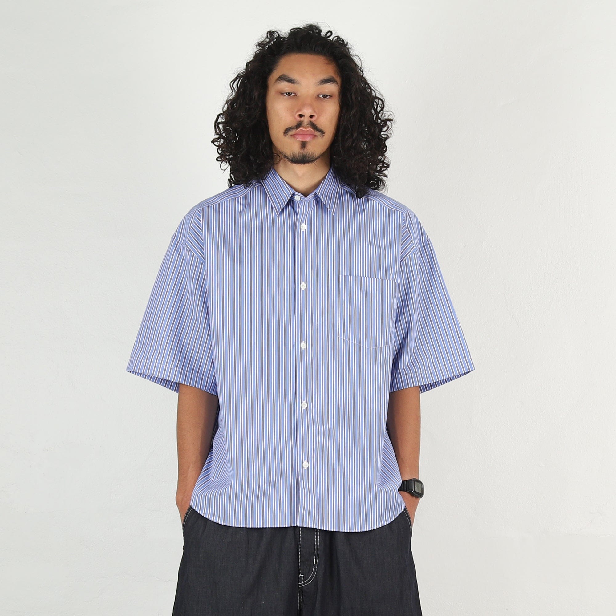 Cdg Homme Cotton Oxford Stripe Shirt - White/Sax