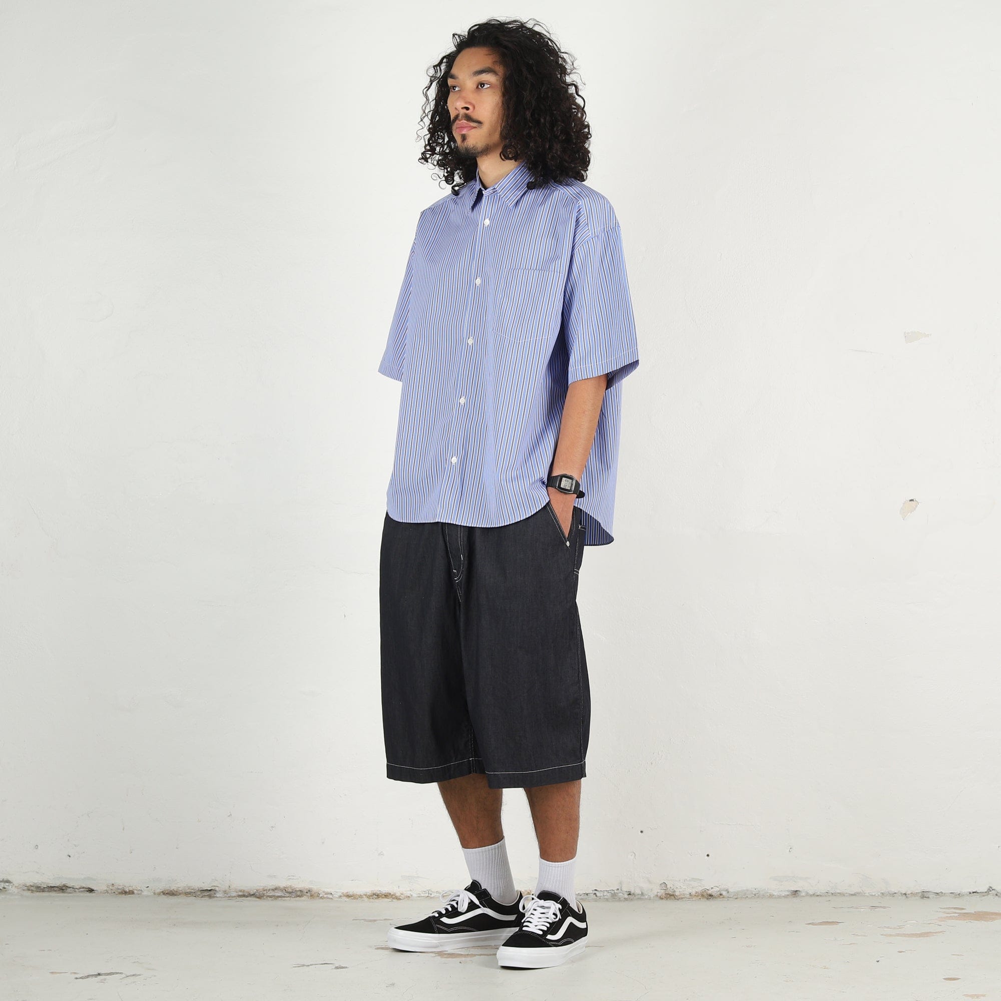 Cdg Homme Cotton Oxford Stripe Shirt - White/Sax