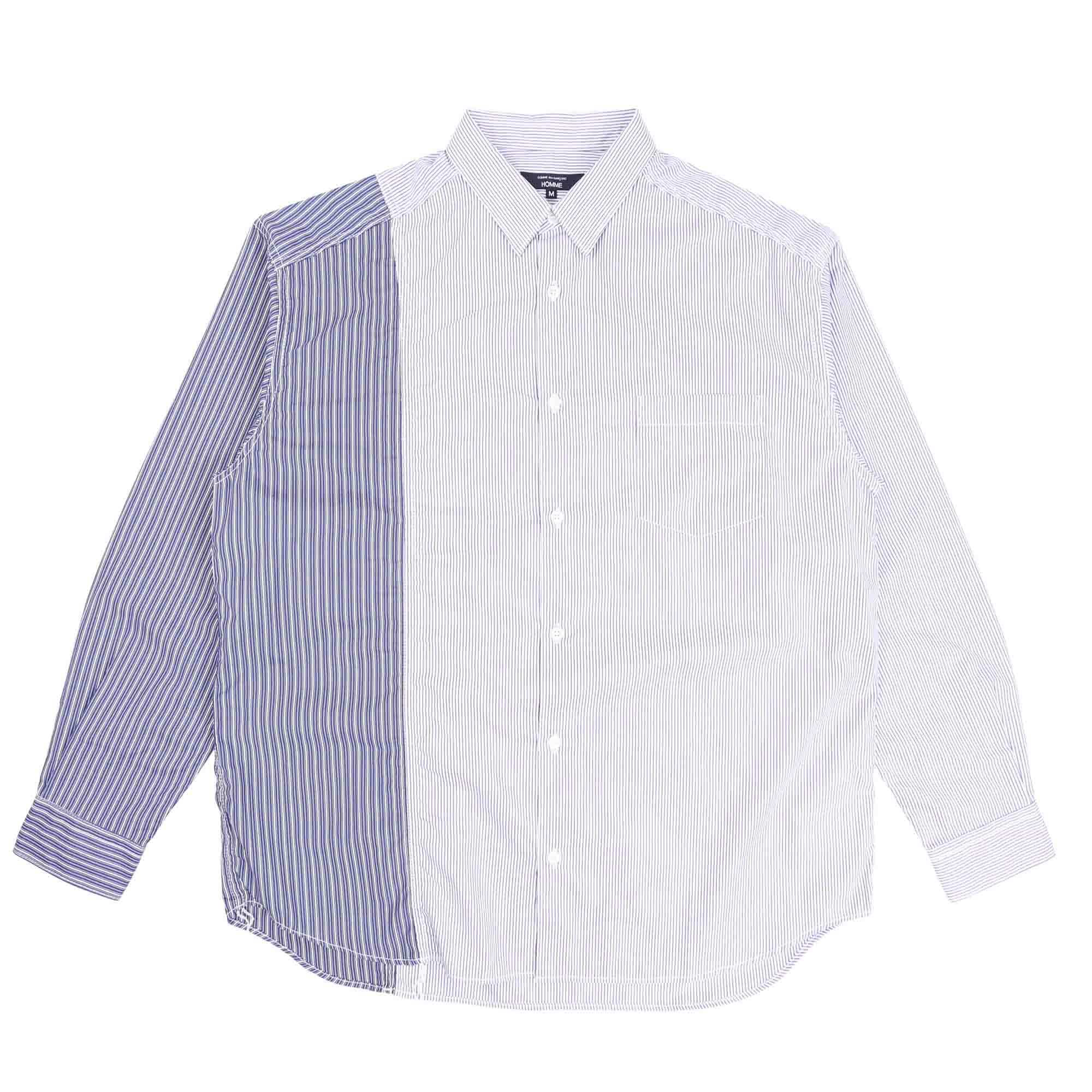 CDG HOMME Cotton Stripe L/S Shirt - White/Navy