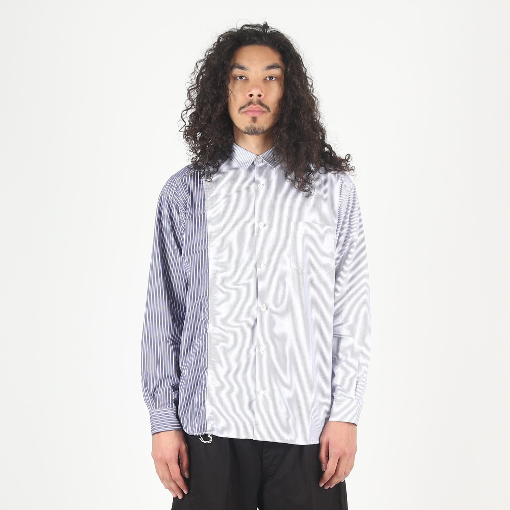 CDG HOMME Cotton Stripe L/S Shirt - White/Navy