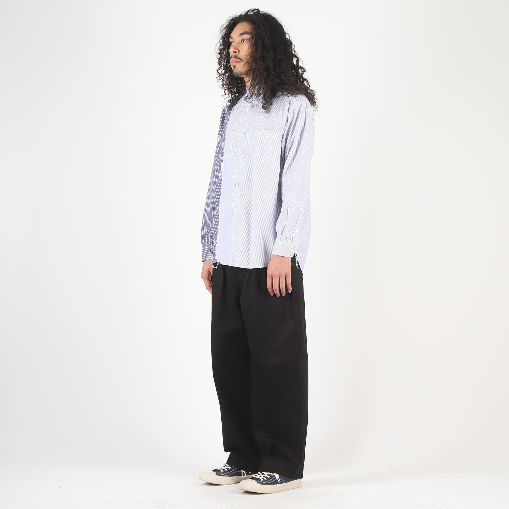 CDG HOMME Cotton Stripe L/S Shirt - White/Navy