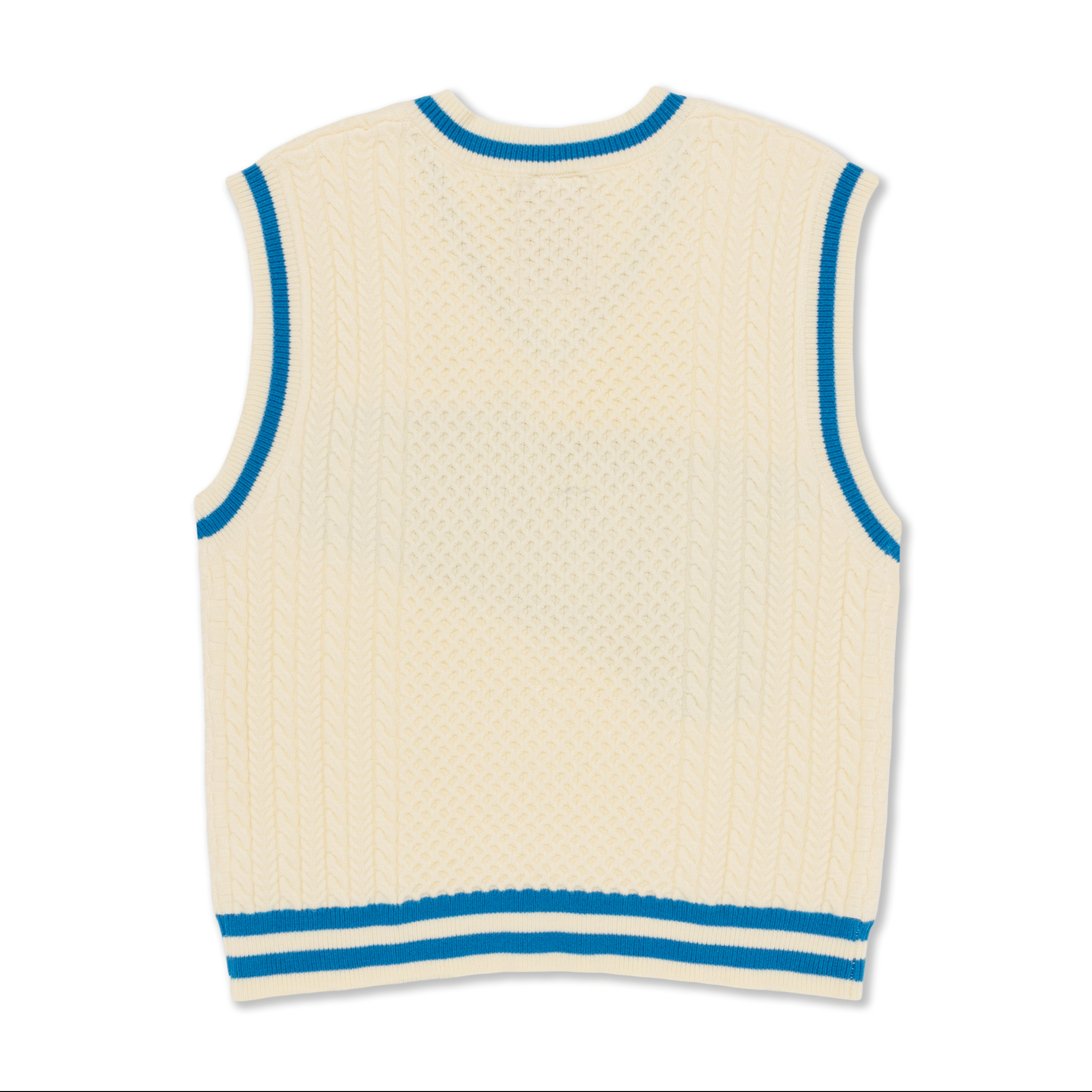 Father Figure Men's New York Yankees Knitted Sweater Vest Cream White/Light Blue