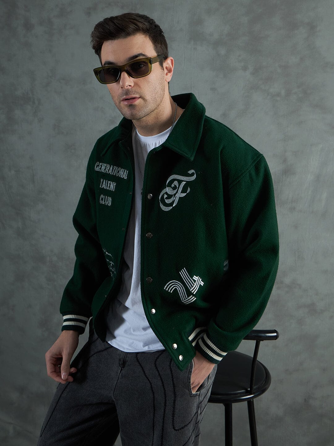 Fugazee Green Generational Talent Varsity Jacket
