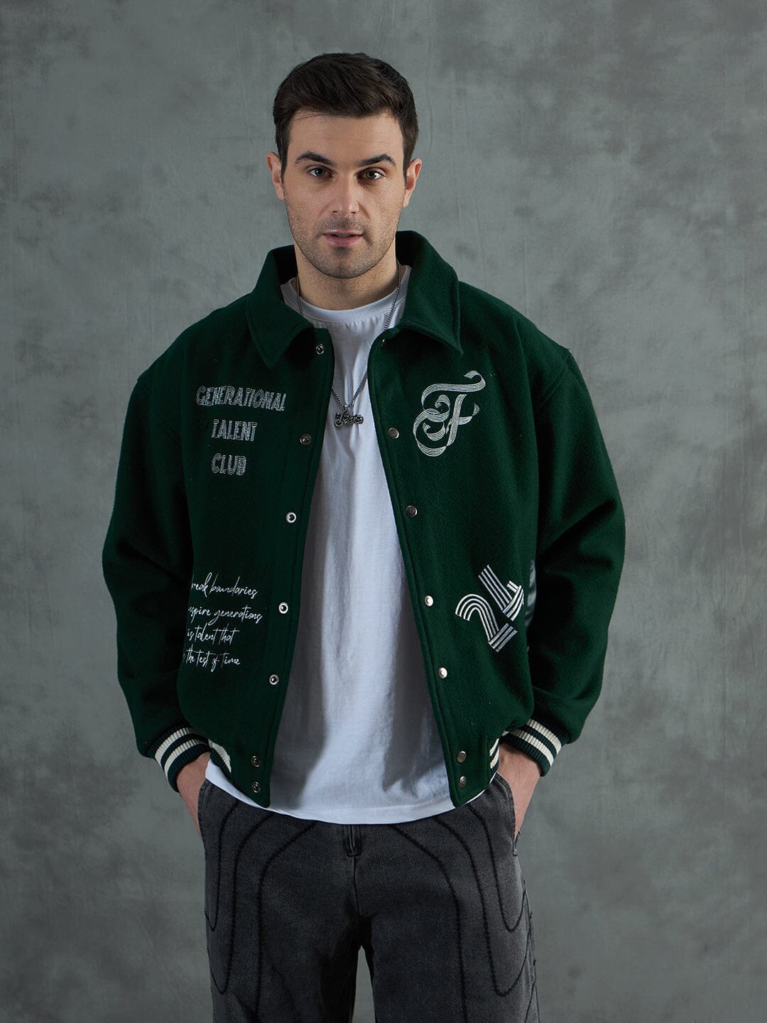 Fugazee Green Generational Talent Varsity Jacket