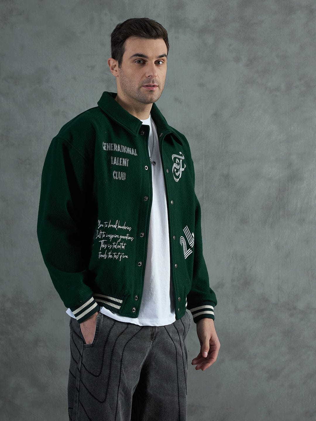 Fugazee Green Generational Talent Varsity Jacket
