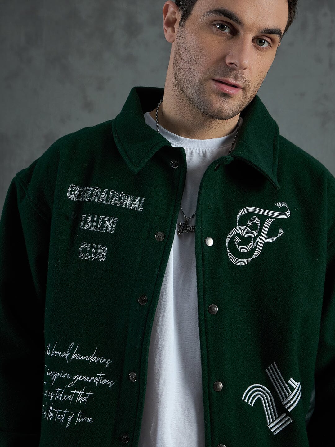 Fugazee Green Generational Talent Varsity Jacket