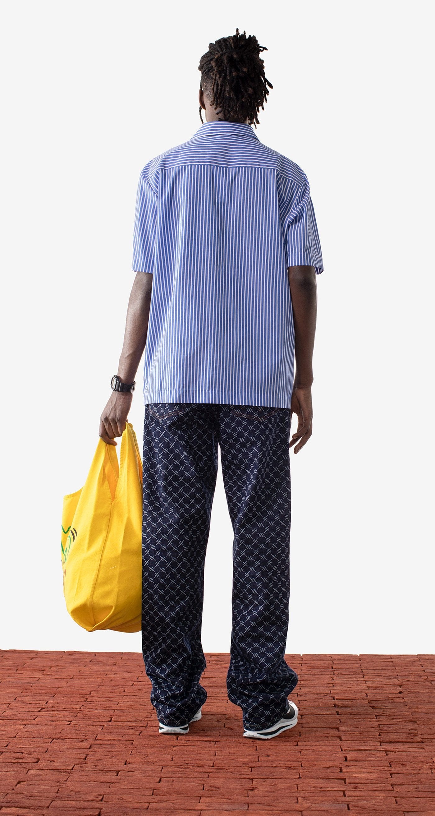 WHITE* Blue White Stripe Masin Shirt