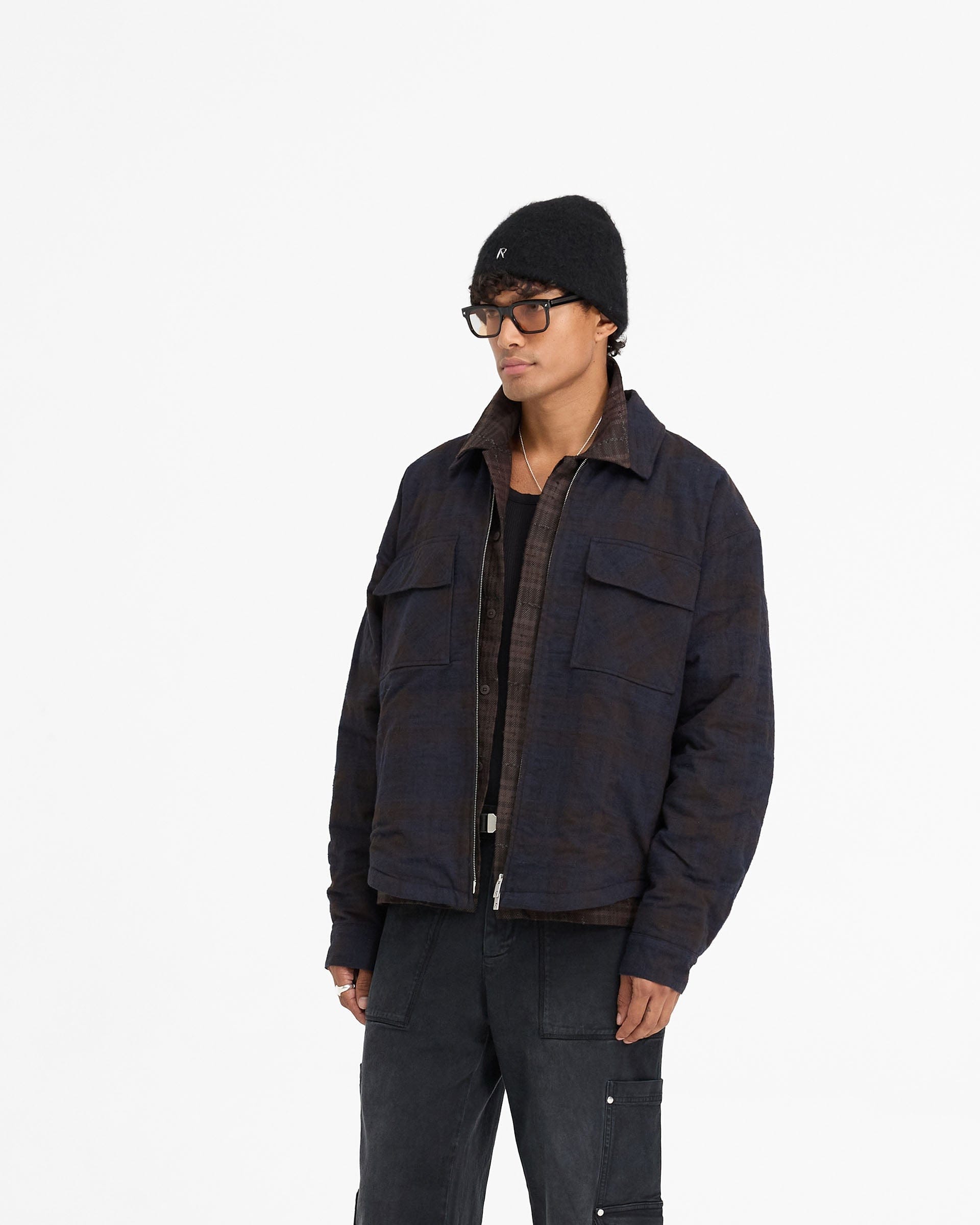 FW24 Wadded Zip Overshirt - Midnight Navy