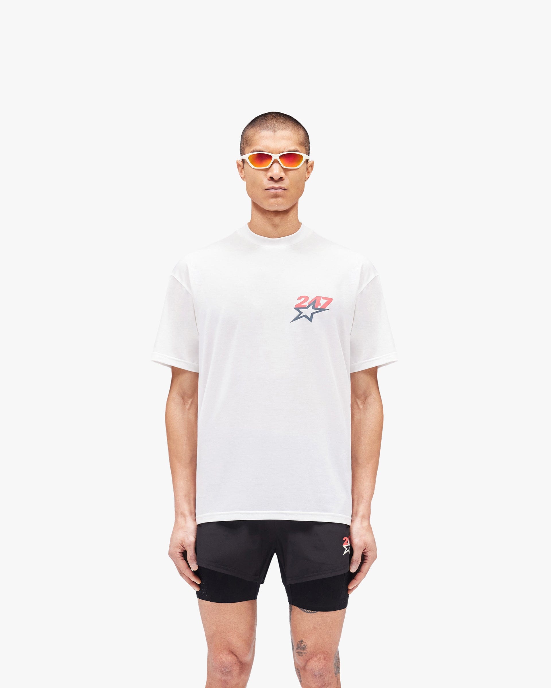 WHITE* Team 247 Star Oversized T - Shirt - Flat White