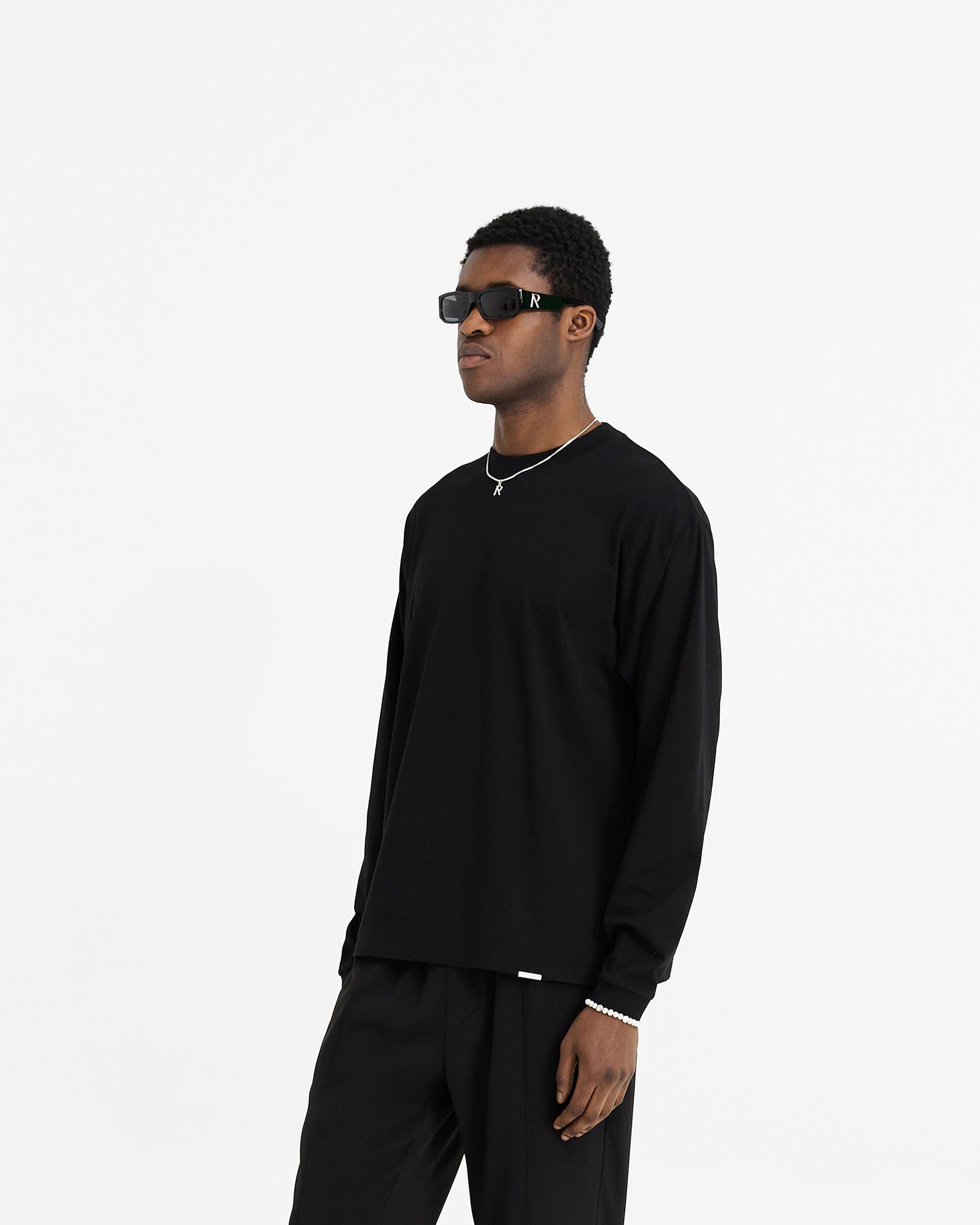 Initial Long Sleeve T - Shirt - Black