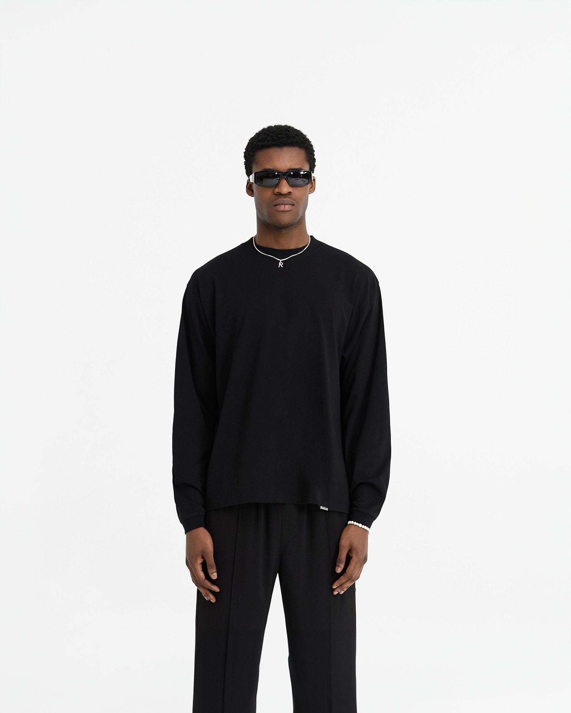 Initial Long Sleeve T - Shirt - Black