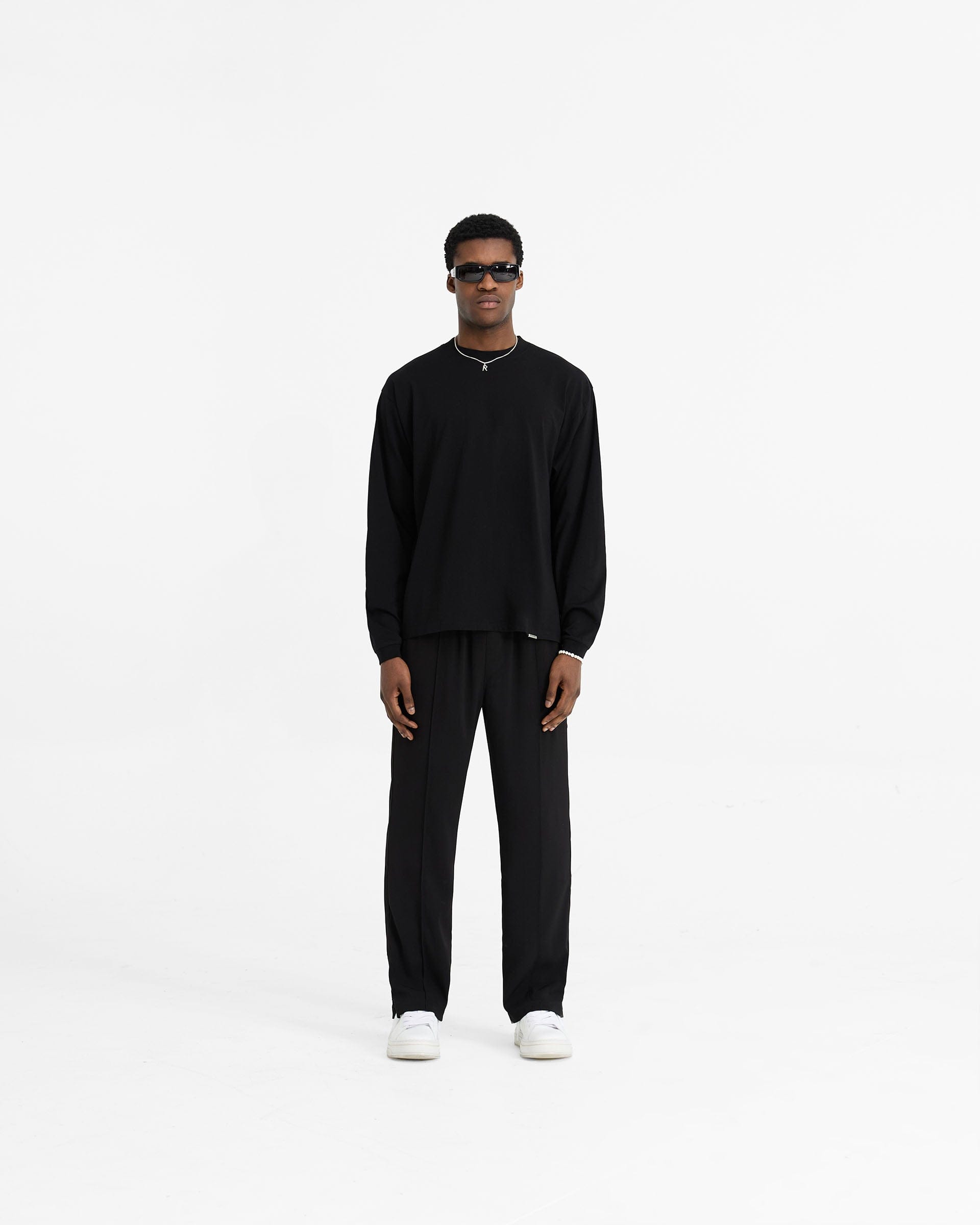 Initial Long Sleeve T - Shirt - Black