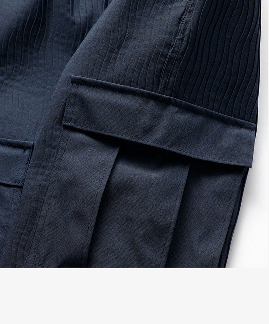 FDMTL | PLEATED CARGO PANTS { NAVY