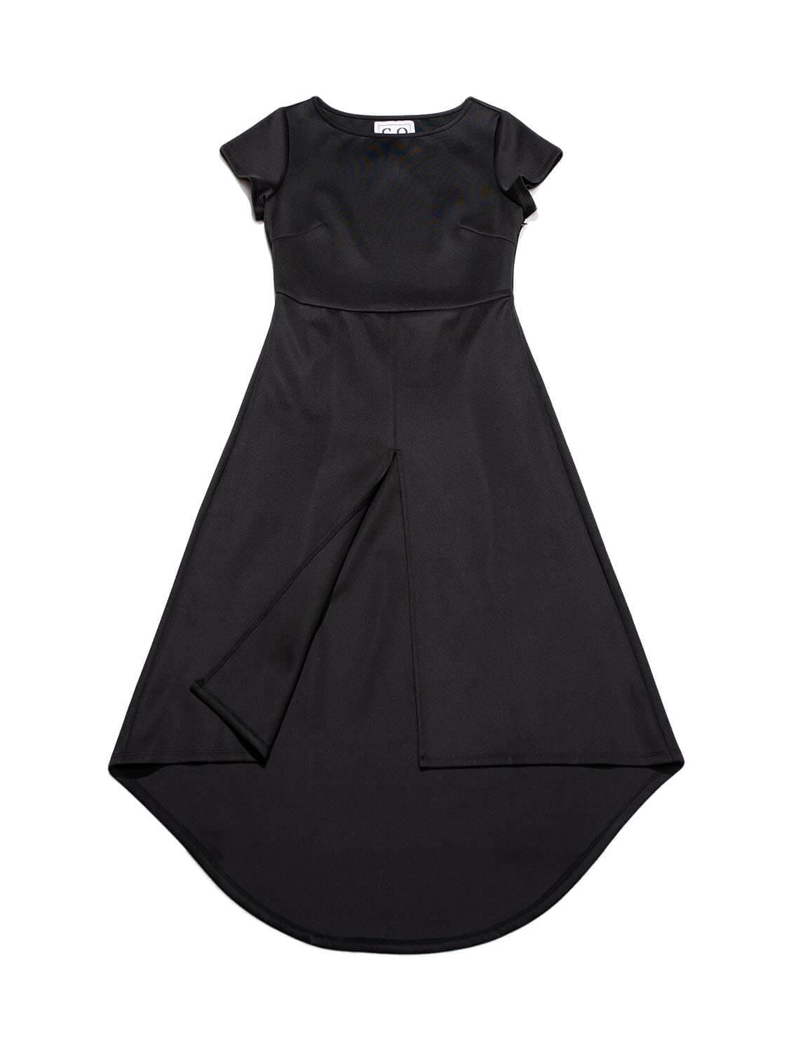 CODO Scuba Midi Asymmetrical Tunic Dress Black