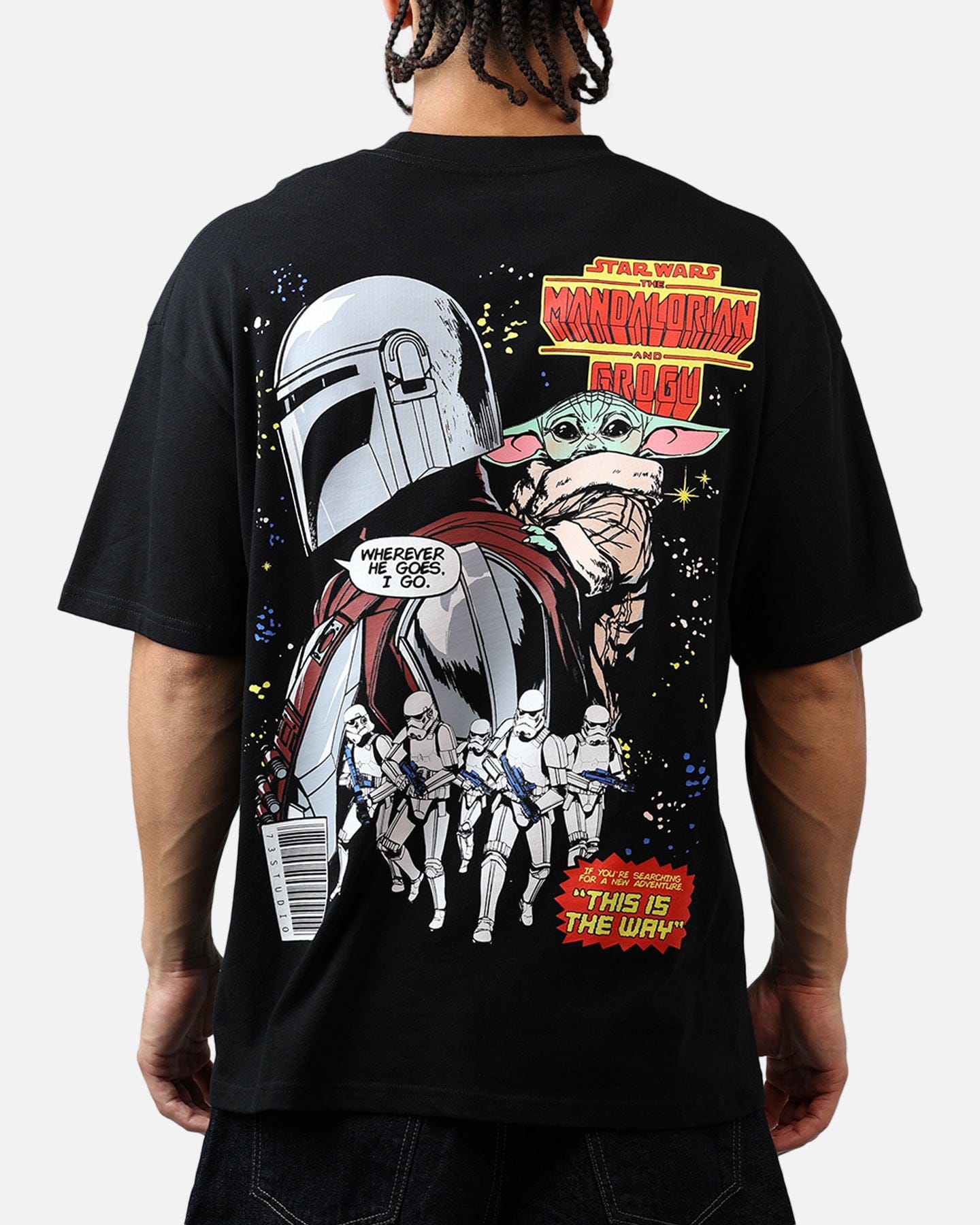 73studio Star Wars Mando And Grogu Comic T - Shirt Black