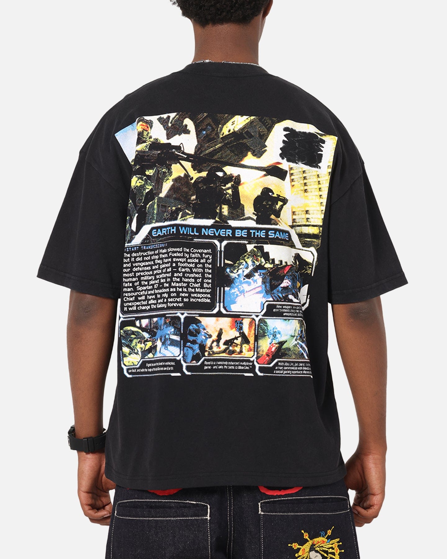 73studio x Halo Halo 2 Disc Vintage T - Shirt Off Black