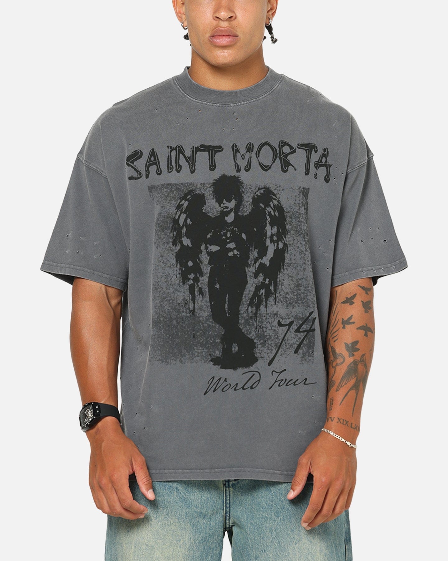 Saint Morta Punk Tour T - Shirt Washed Charcoal