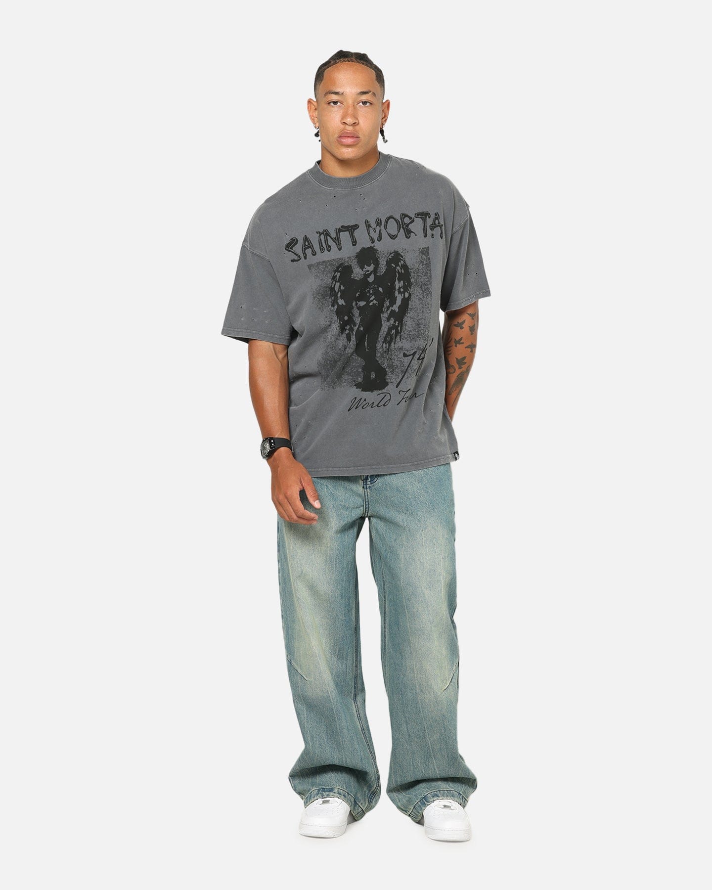 Saint Morta Punk Tour T - Shirt Washed Charcoal