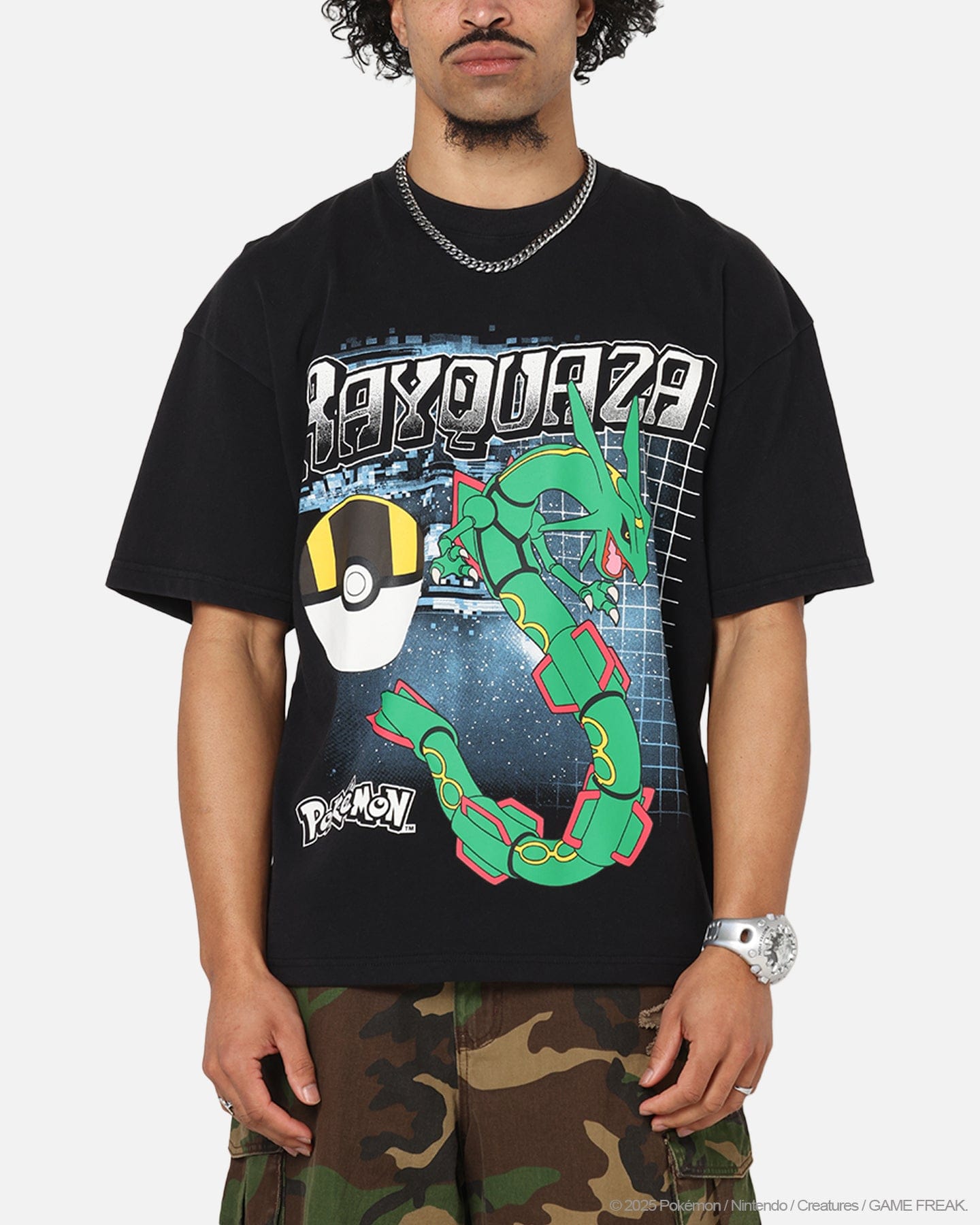 73studio The Pokémon Collection By 73Studio Rayquaza Vintage T - Shirt Off Black