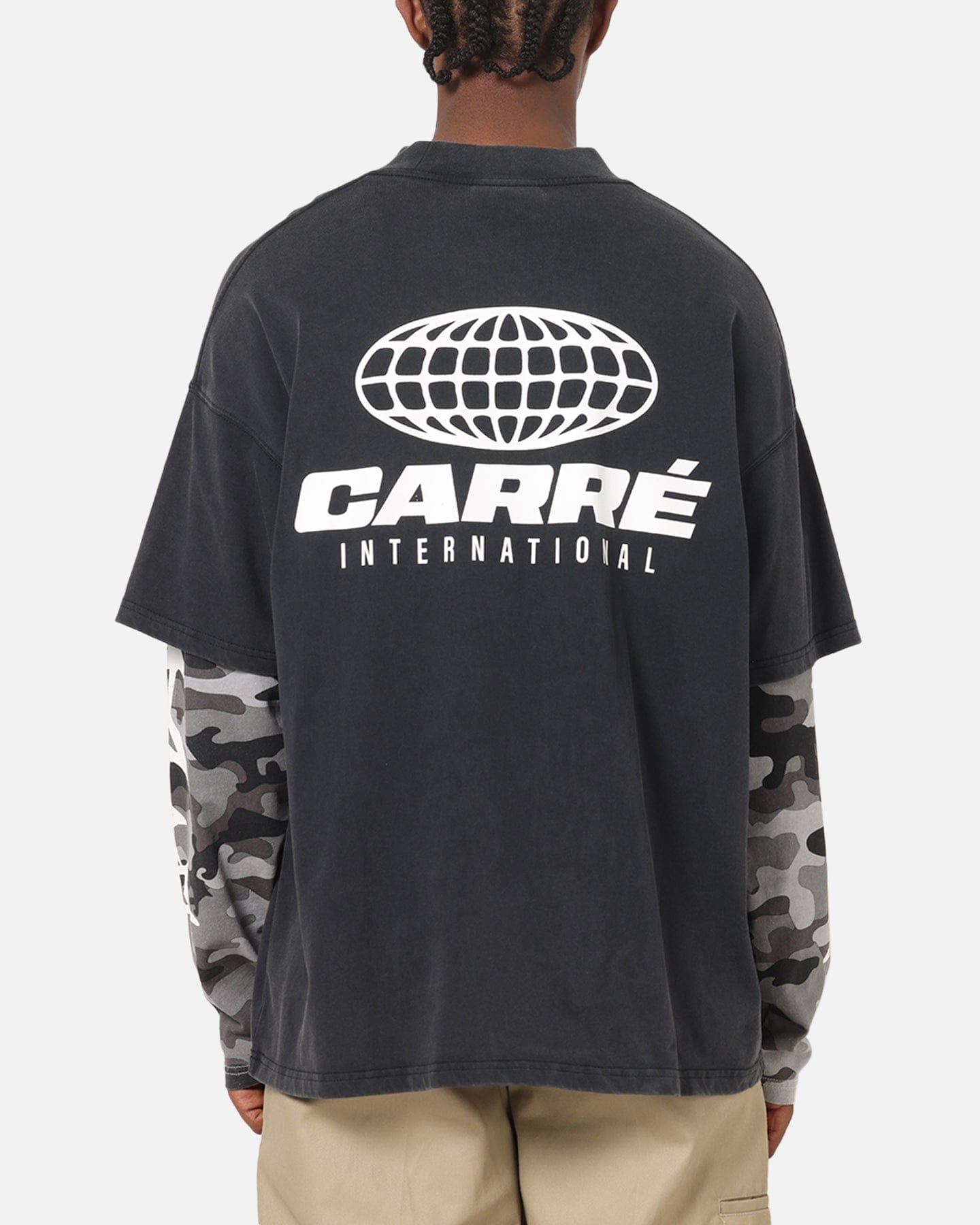 Carre Worldwide Layered Long Sleeve T - Shirt Black/Snow Camo