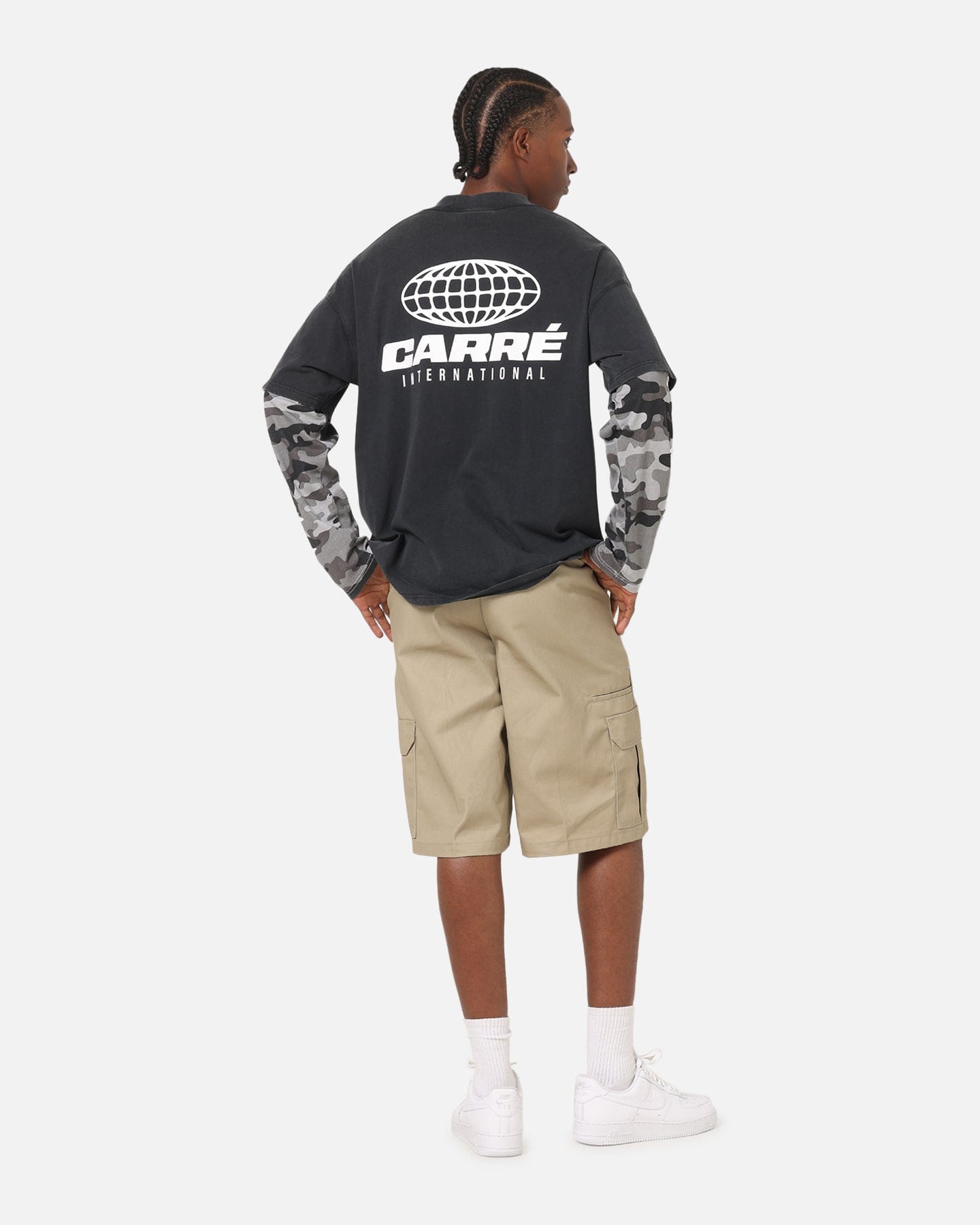Carre Worldwide Layered Long Sleeve T - Shirt Black/Snow Camo
