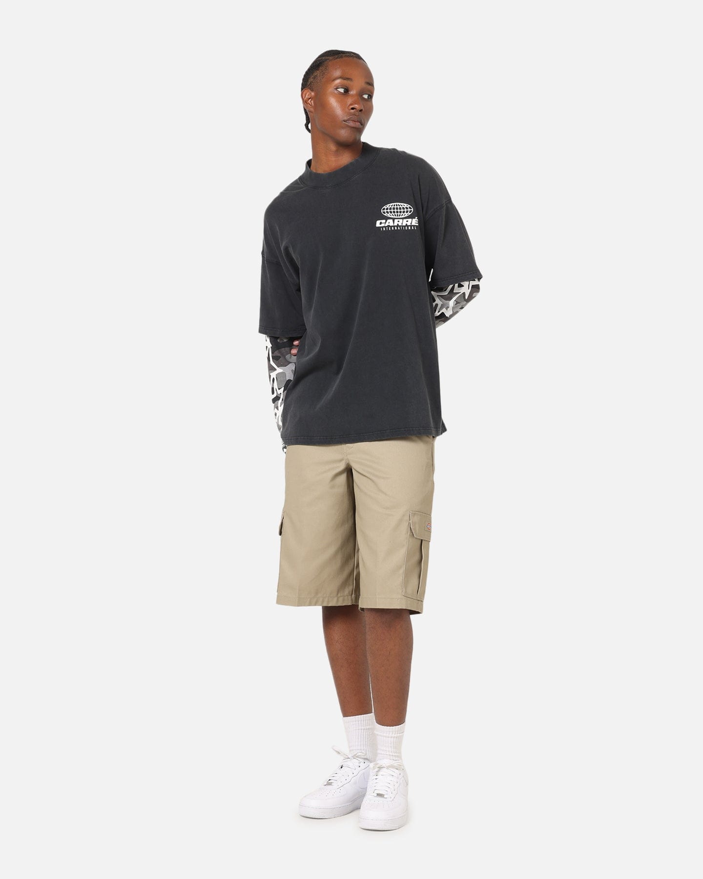 Carre Worldwide Layered Long Sleeve T - Shirt Black/Snow Camo