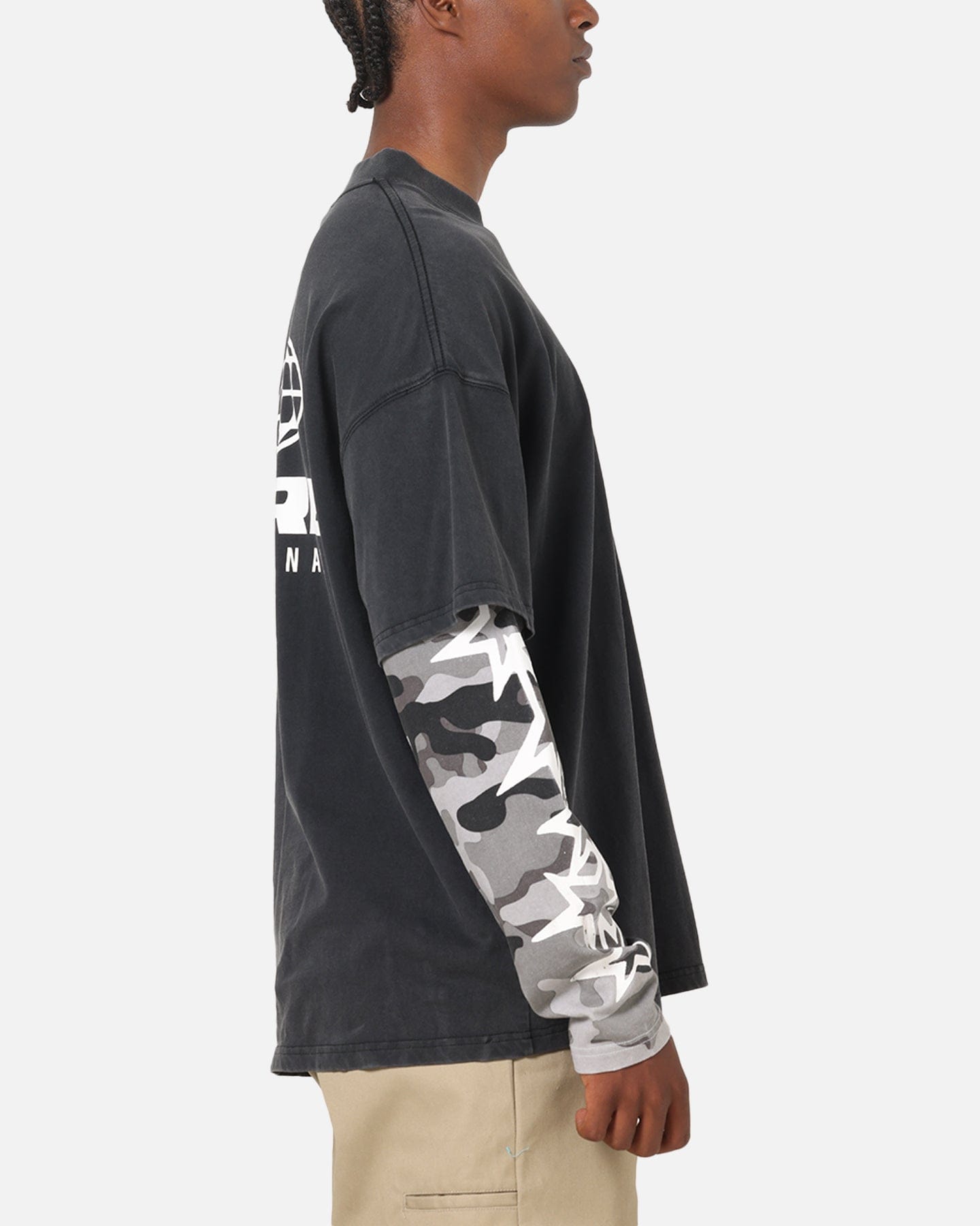 Carre Worldwide Layered Long Sleeve T - Shirt Black/Snow Camo