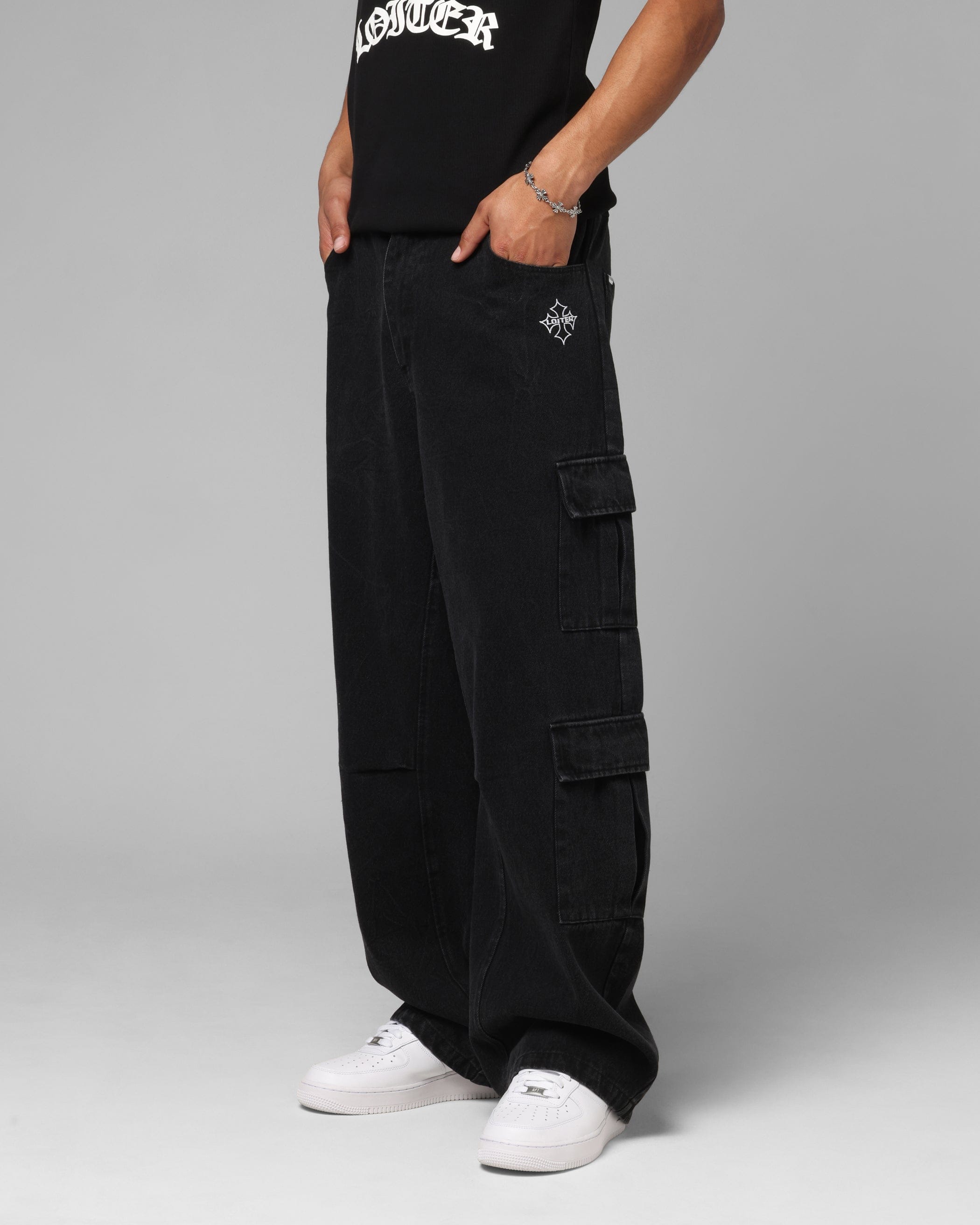 Loiter F - 16 Balloon Cargo Pants Black