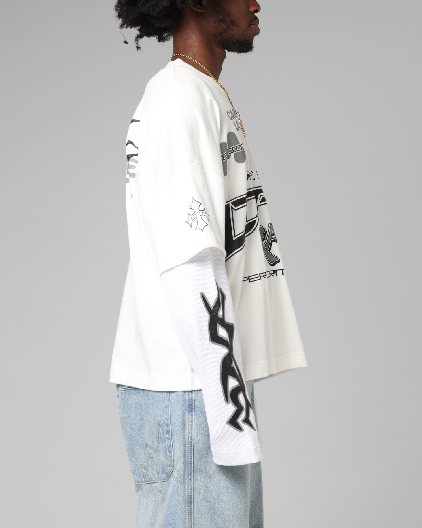 Loiter Performance Layered Long Sleeve T - Shirt Off White