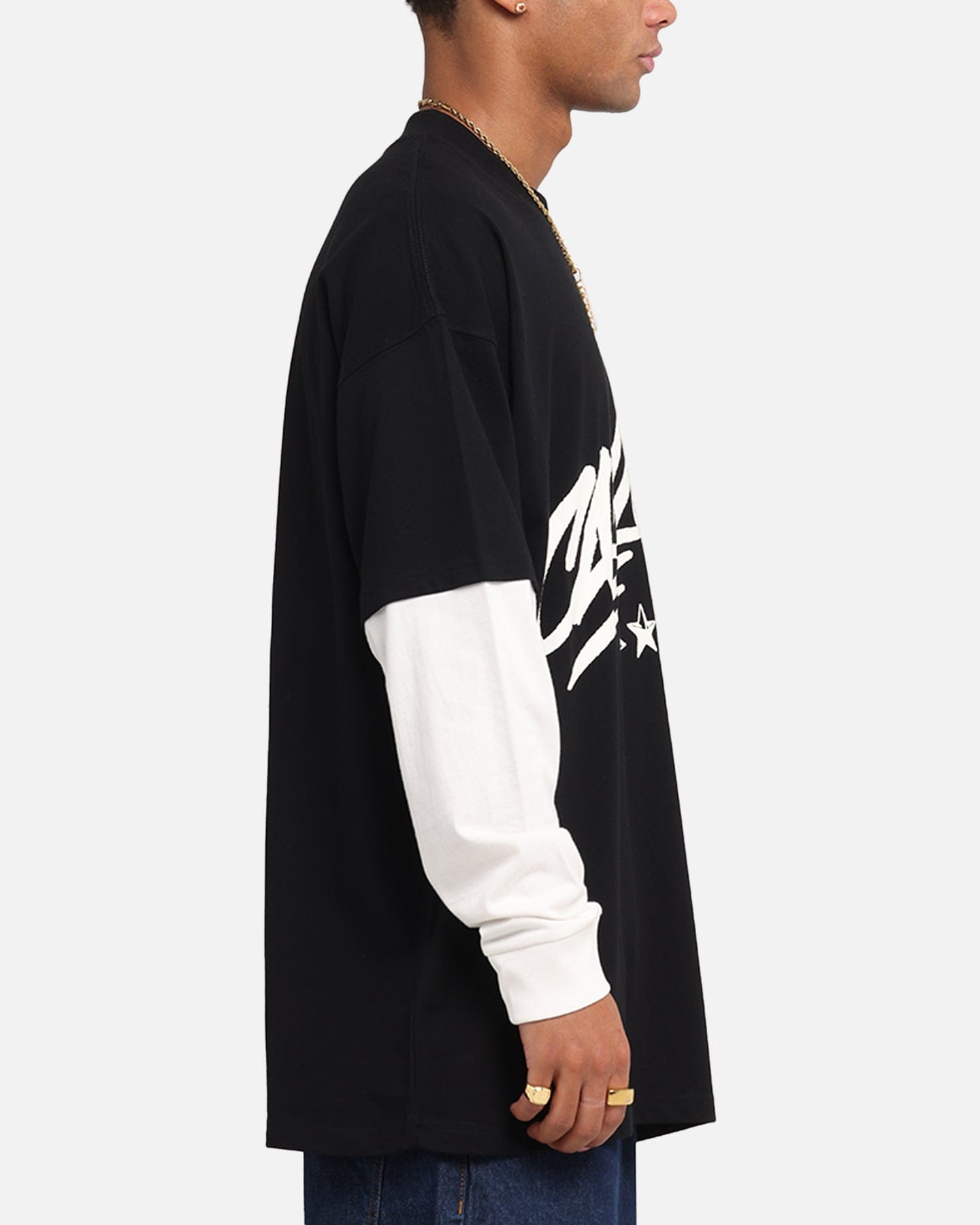 Carre Graffiti Layered Long Sleeve T - Shirt Black/Off White