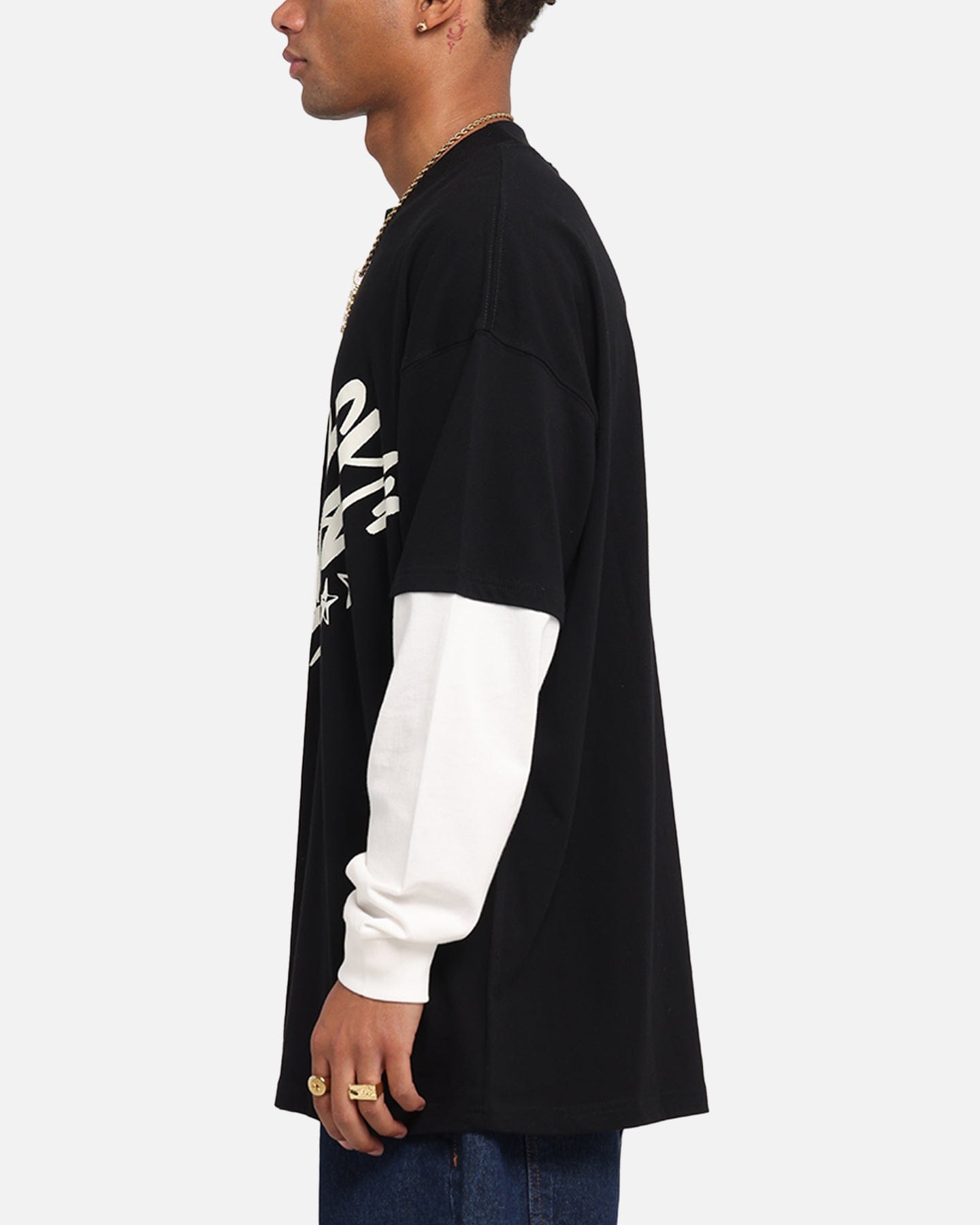 Carre Graffiti Layered Long Sleeve T - Shirt Black/Off White