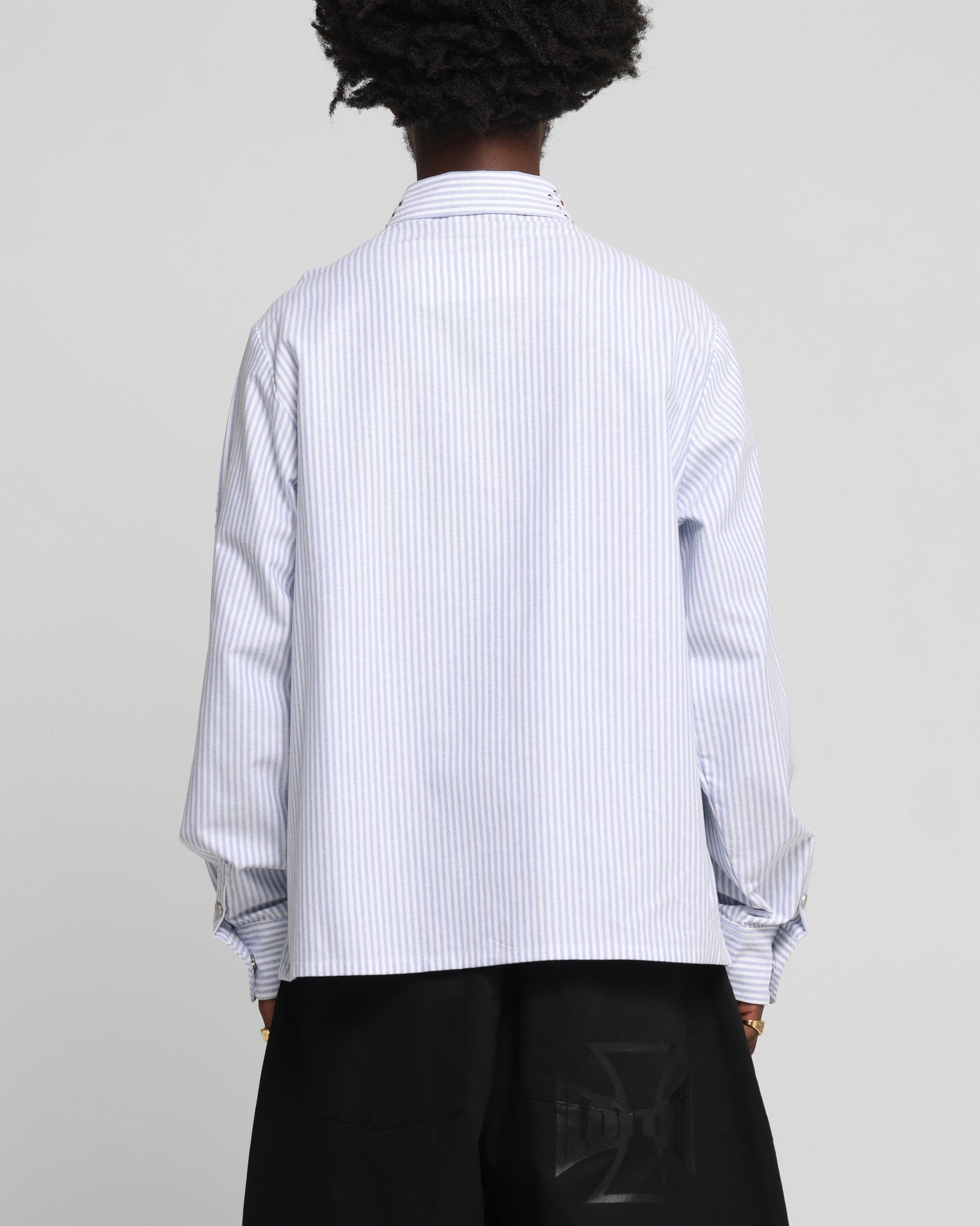 Loiter Western Long Sleeve Button Up Shirt Blue/White