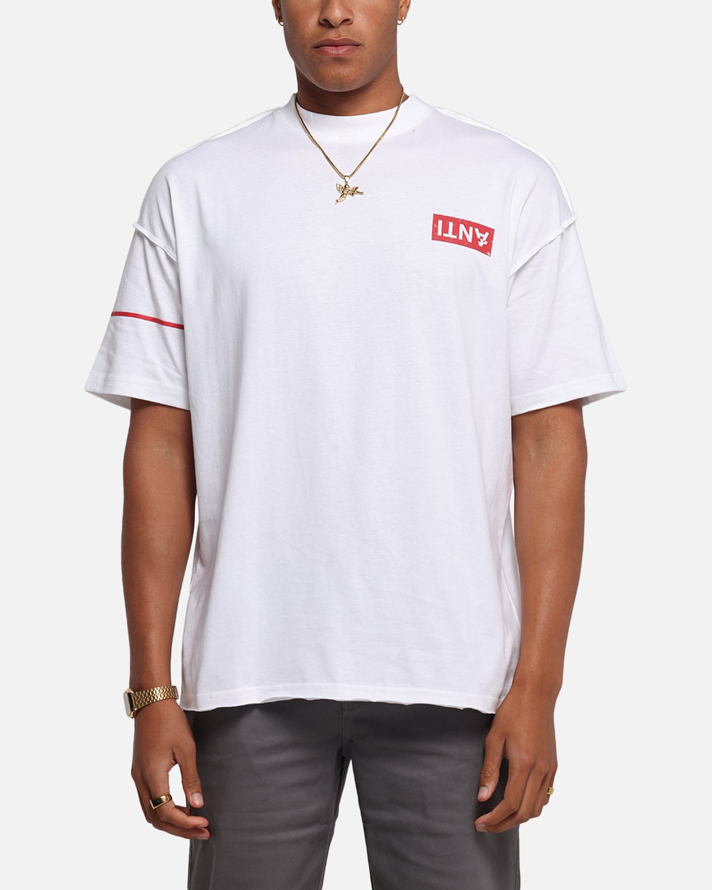 The Anti Order Azero Non Seam Oversized T - Shirt White/Red