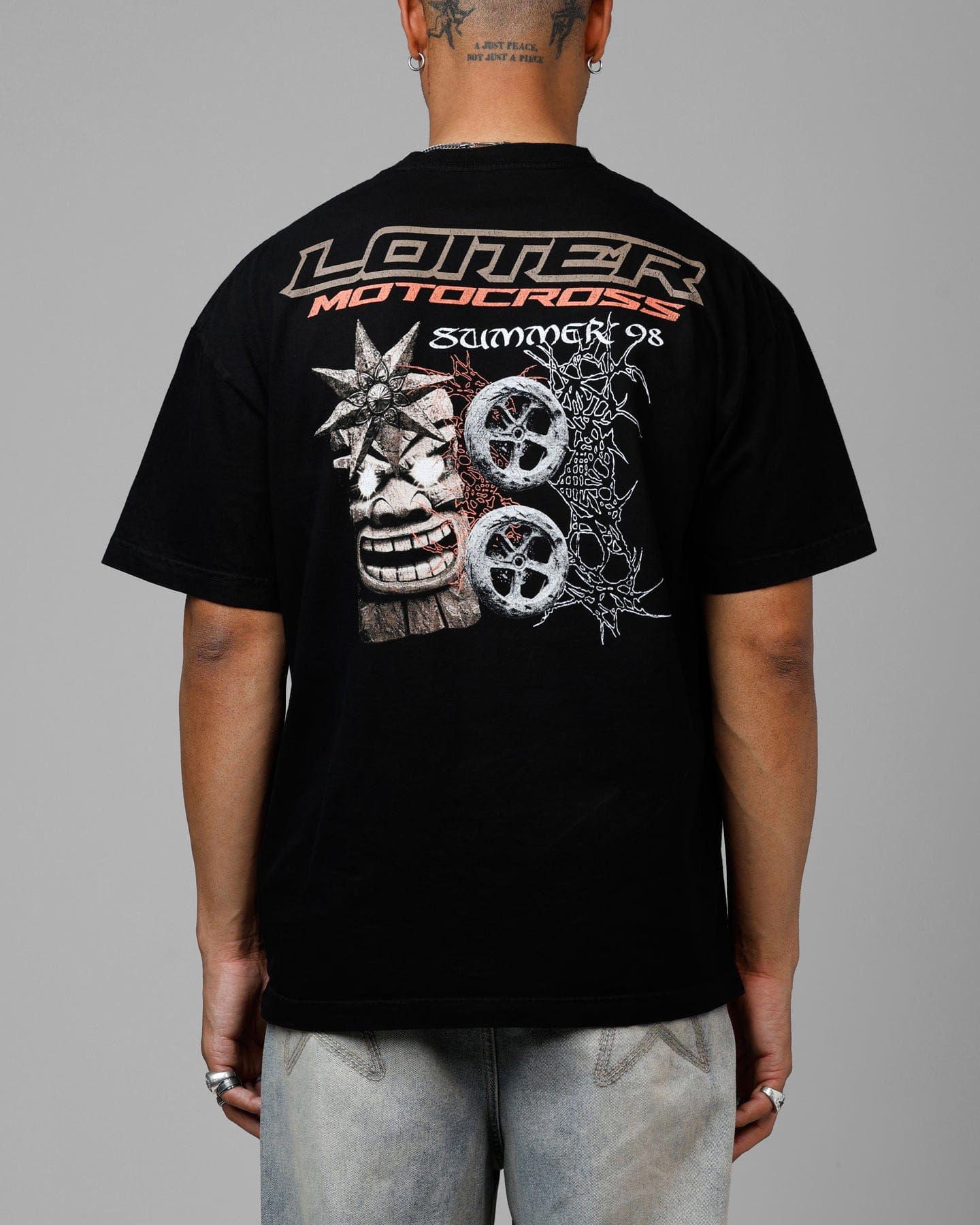 Loiter Summer Motocross Vintage T - Shirt Black