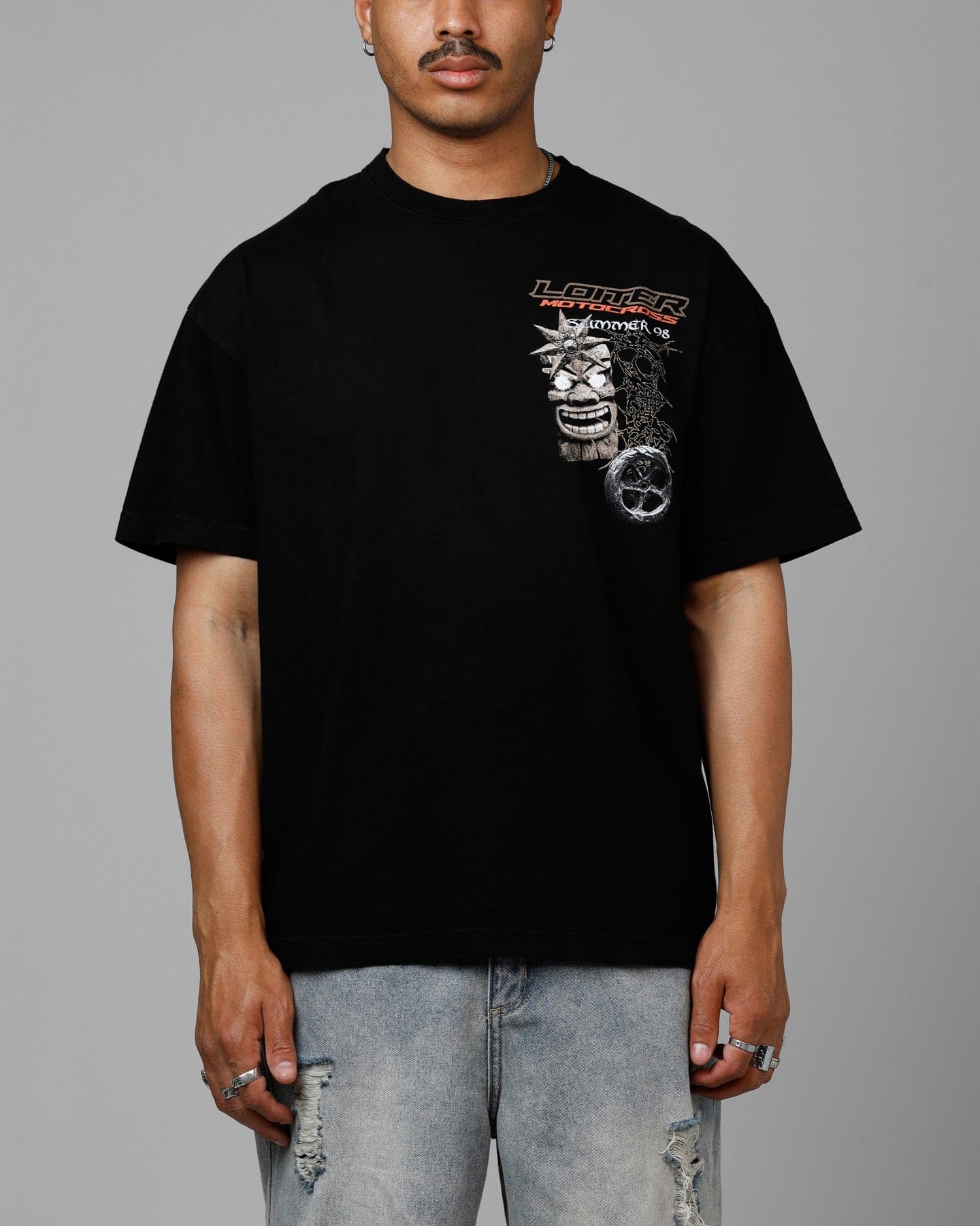 Loiter Summer Motocross Vintage T - Shirt Black