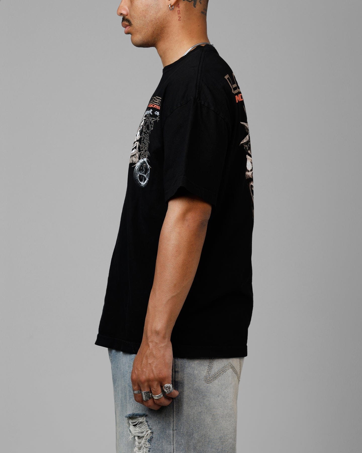 Loiter Summer Motocross Vintage T - Shirt Black