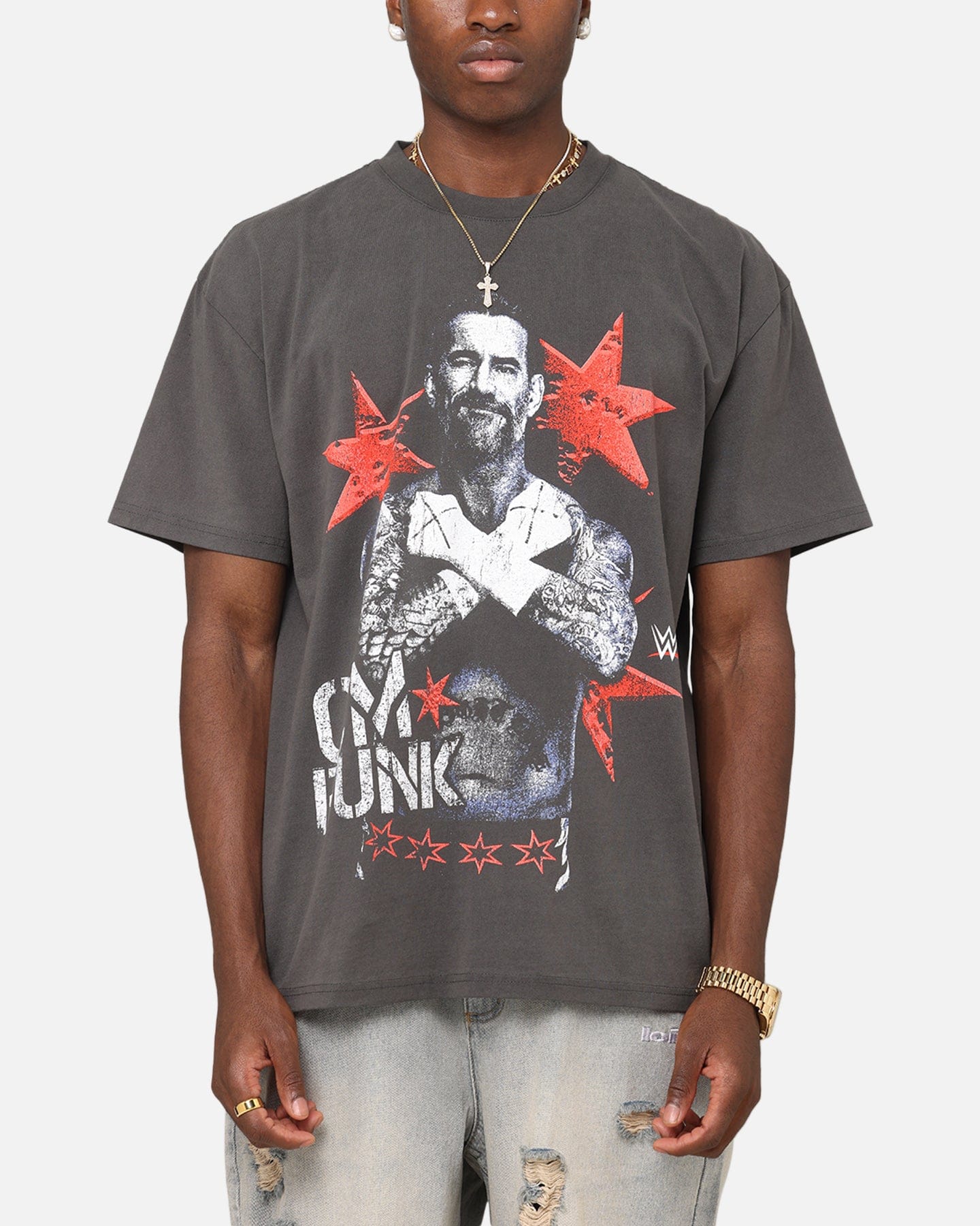 Culture KINGS x WWE CM Punk Heavyweight T - Shirt Black Wash