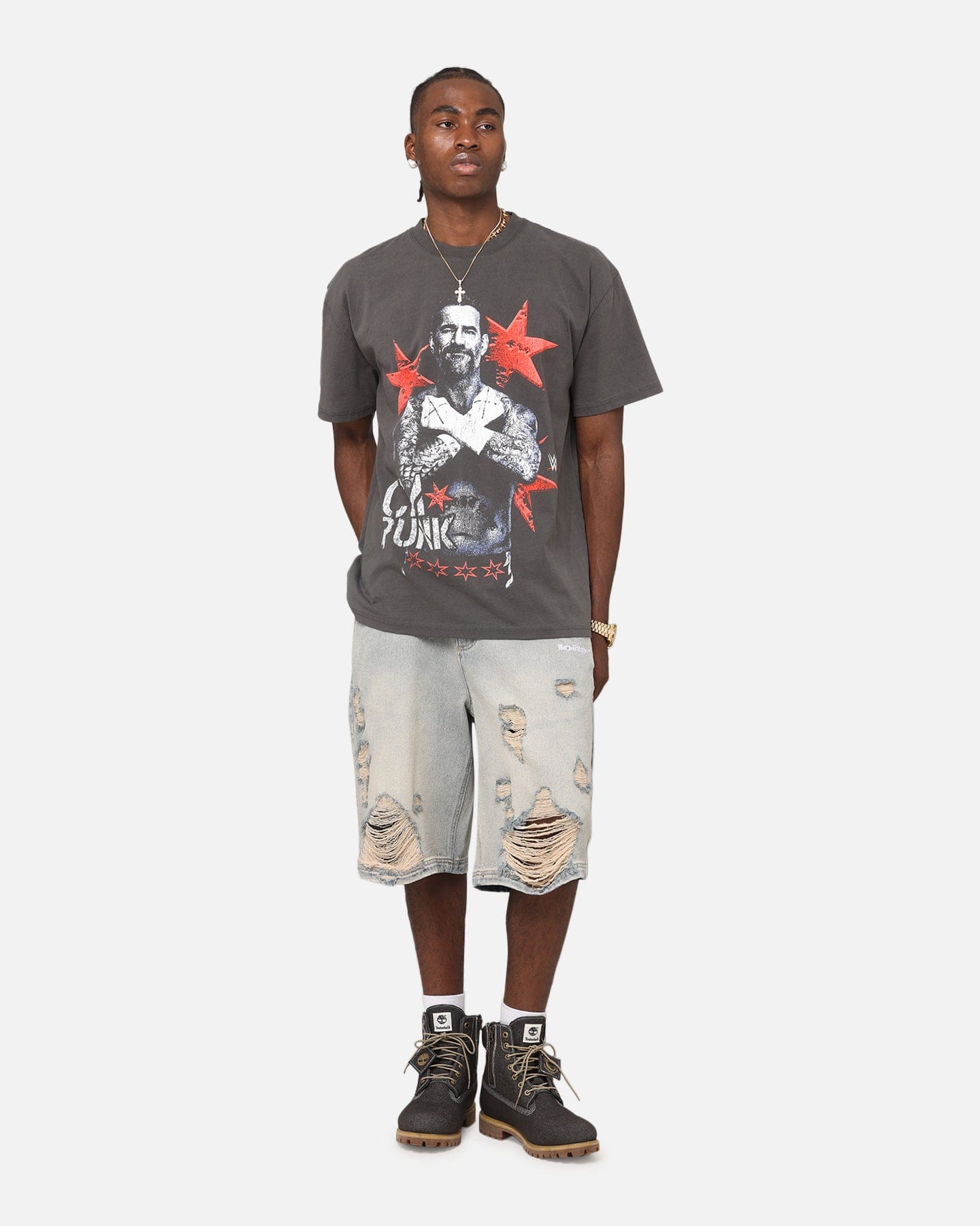 Culture KINGS x WWE CM Punk Heavyweight T - Shirt Black Wash