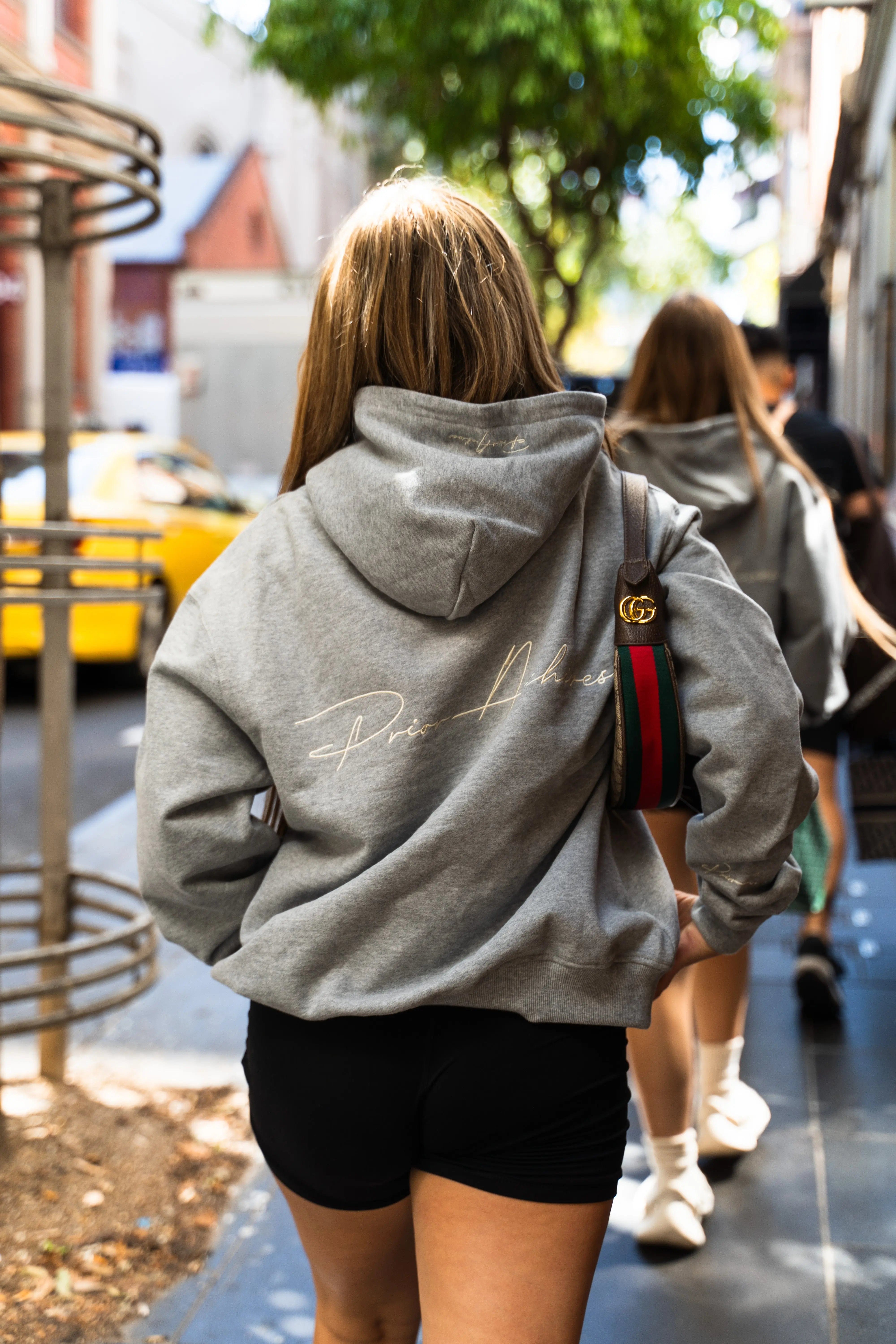 Prior Archives Prior Embroidery Logo Oversized Cropped Hoodie Heather Grey