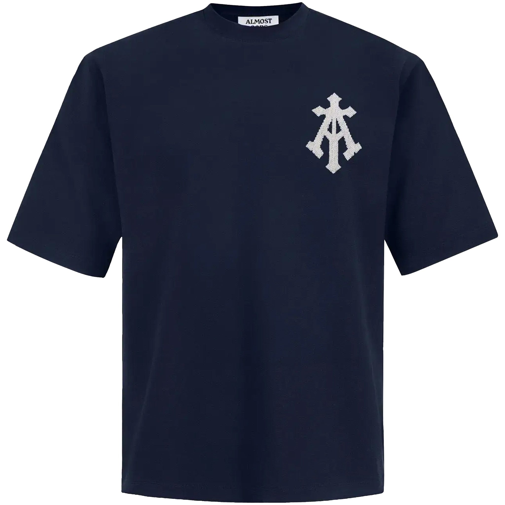 Almost Gods Alpha Cross Aari Knit T-Shirt (Navy)