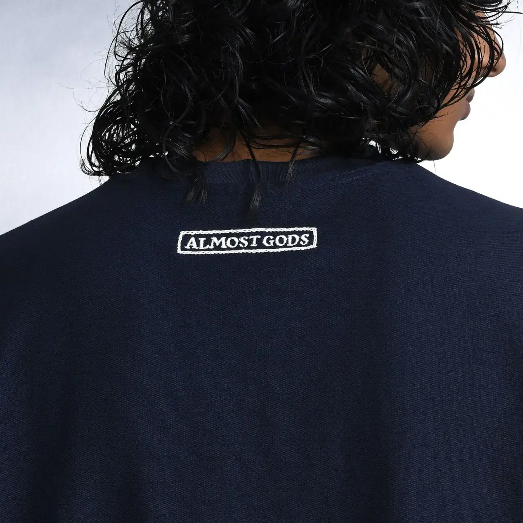 Almost Gods Alpha Cross Aari Knit T-Shirt (Navy)