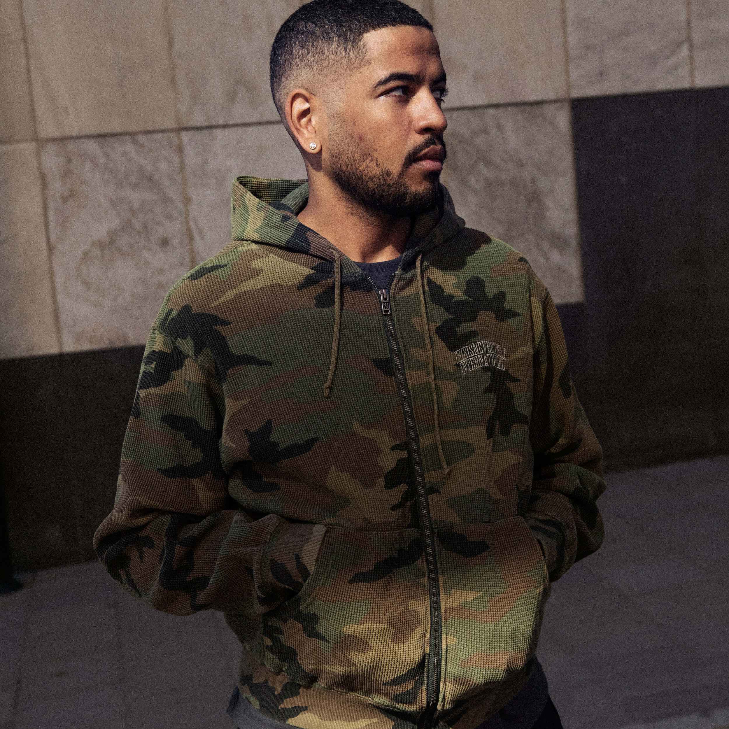 Thisisneverthat Camouflage Thermal Zip Up Hoodie