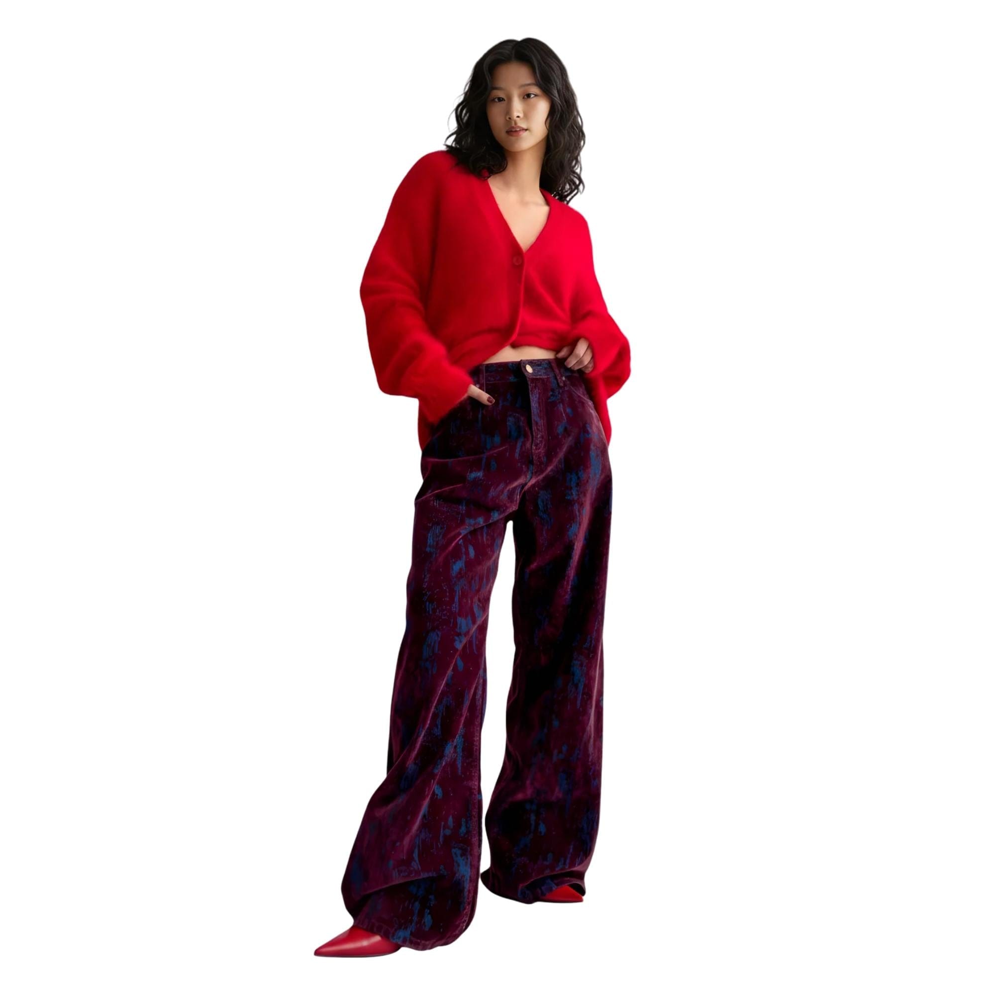 Essentials5ive BRUSHED VELVET TROUSERS (بنطلون)