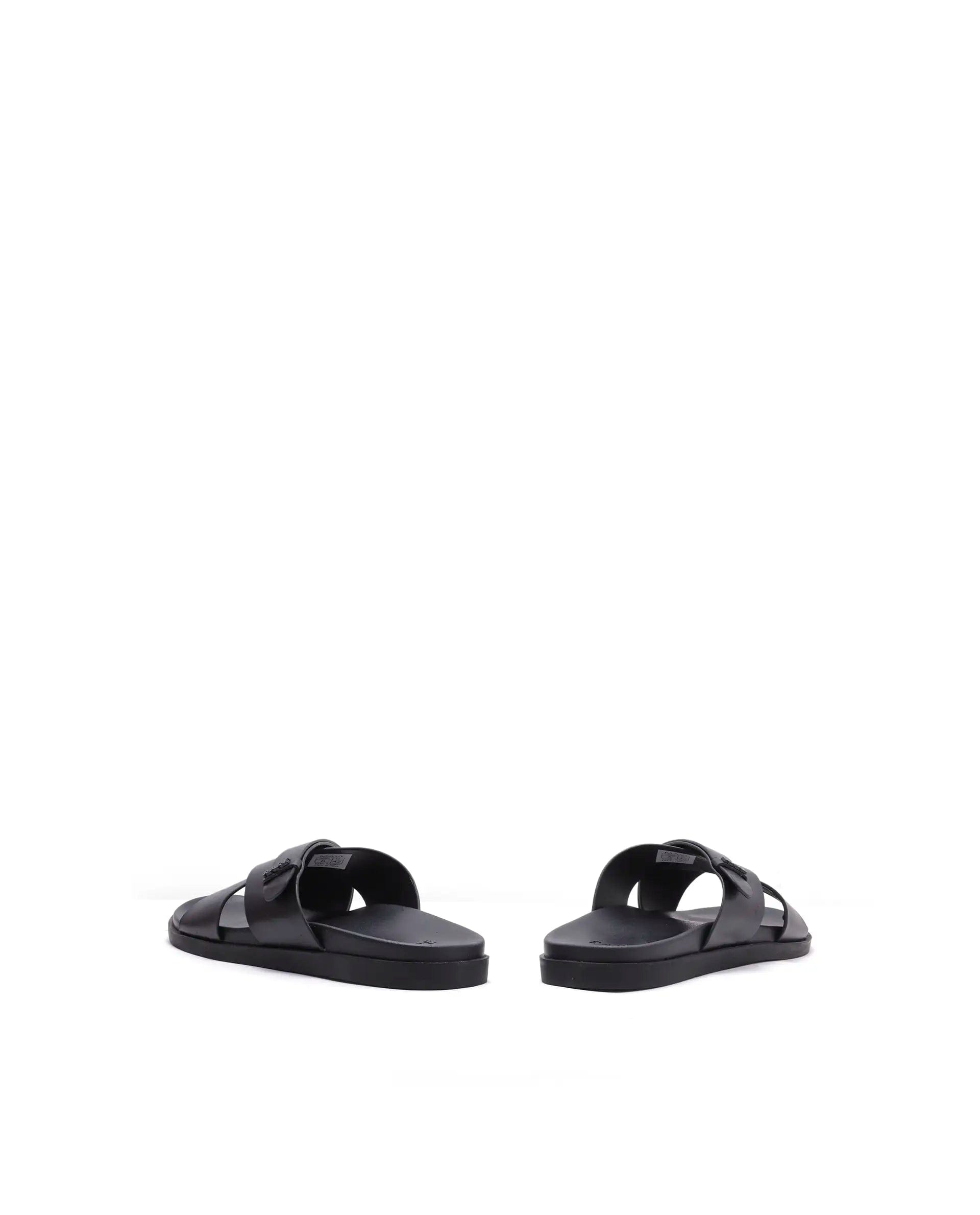 Rarez Men's Mave Black Leather Regular Sandal