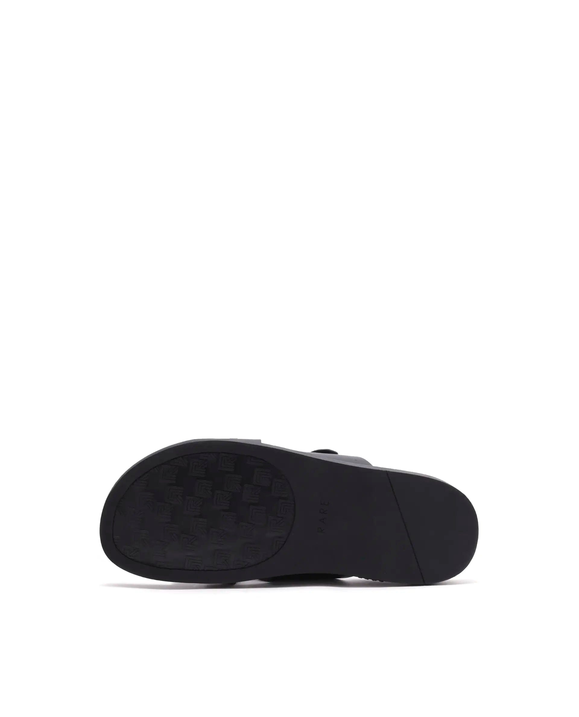 Rarez Men's Mave Black Leather Regular Sandal